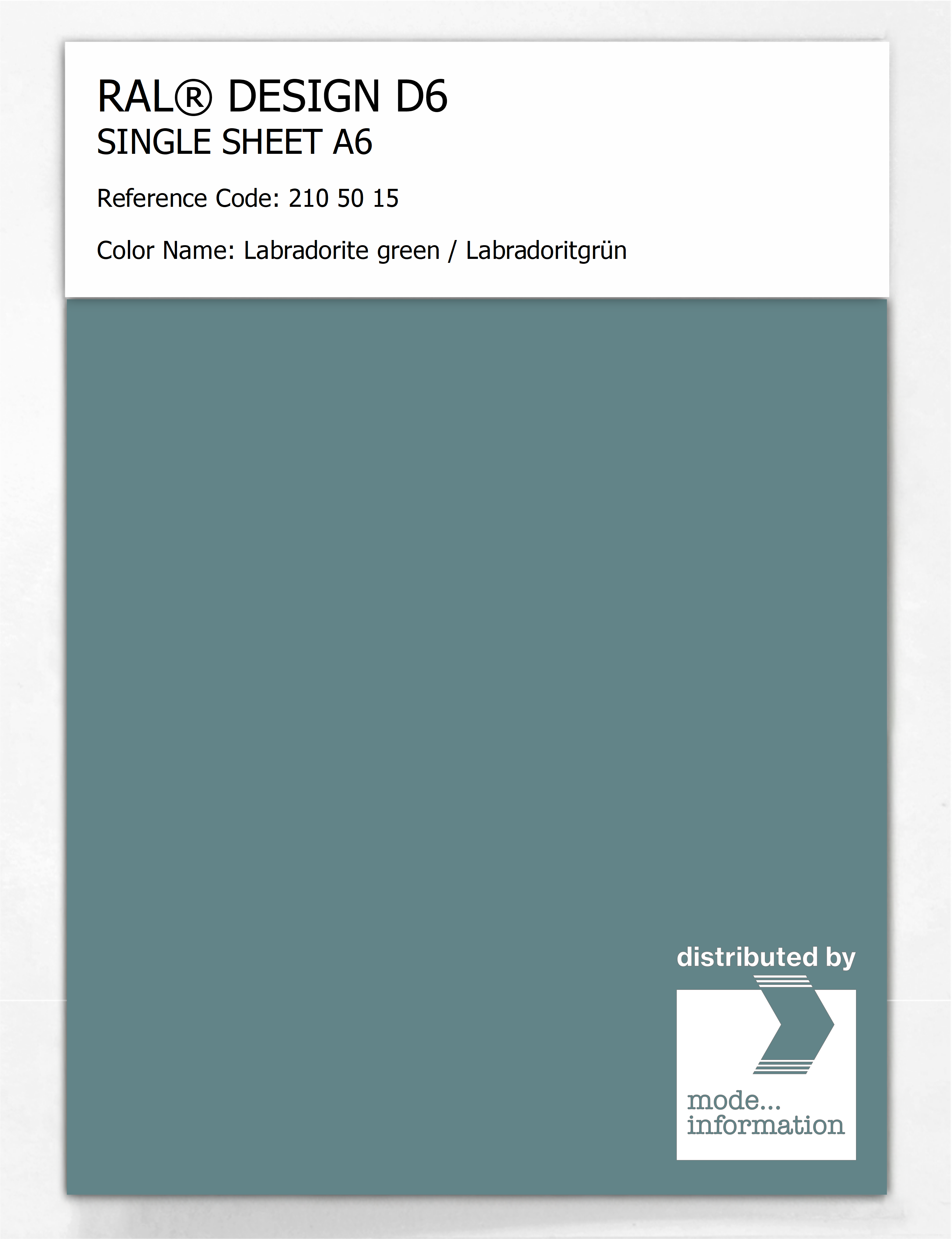 Product image 1 of the product “RAL® DESIGN D6 SINGLE SHEET A6 210 50 15 Labradorite green / Labradoritgrün ”