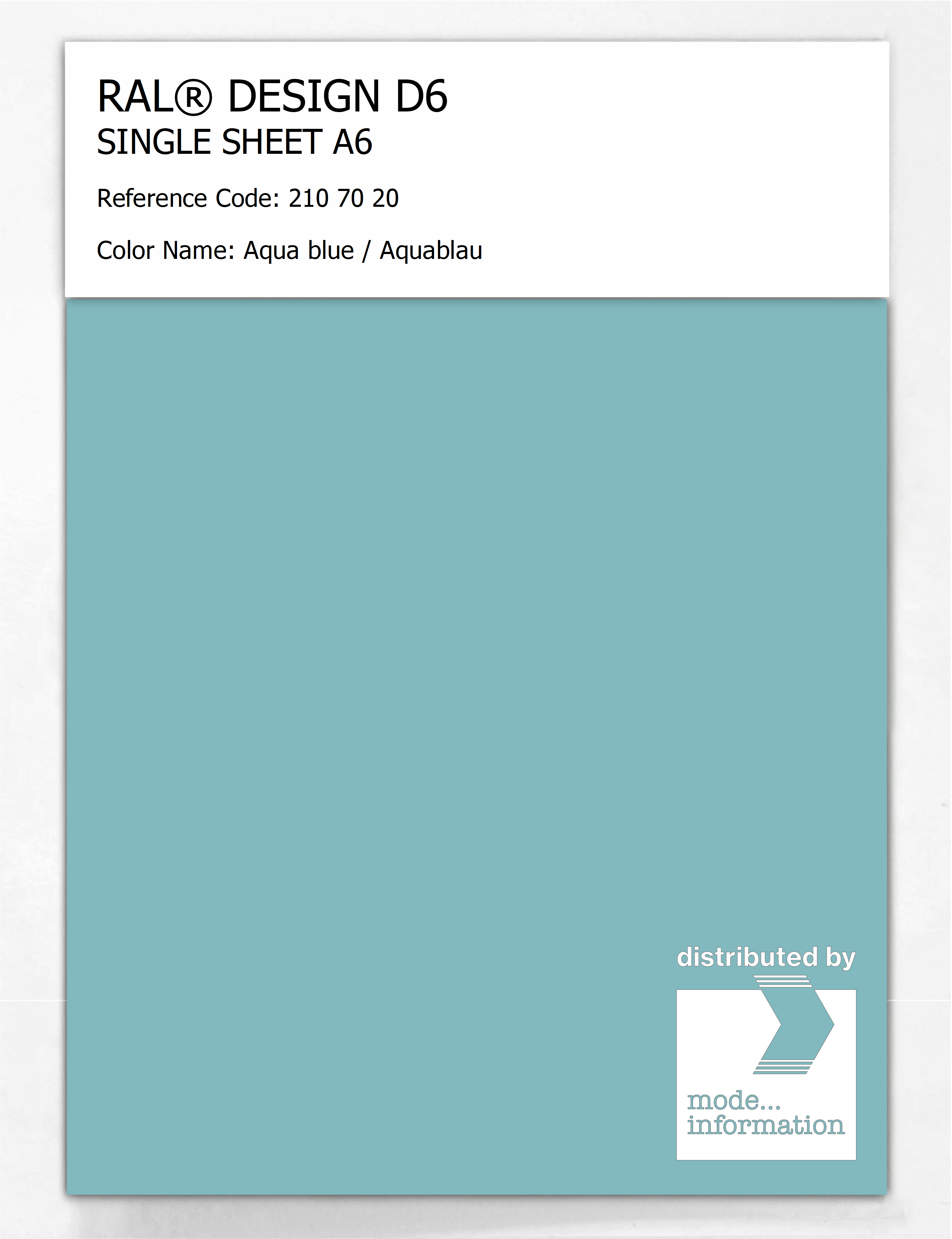 Artikelbild 1 des Artikels “RAL® DESIGN D6 SINGLE SHEET A6 210 70 20 Aqua blue / Aquablau “