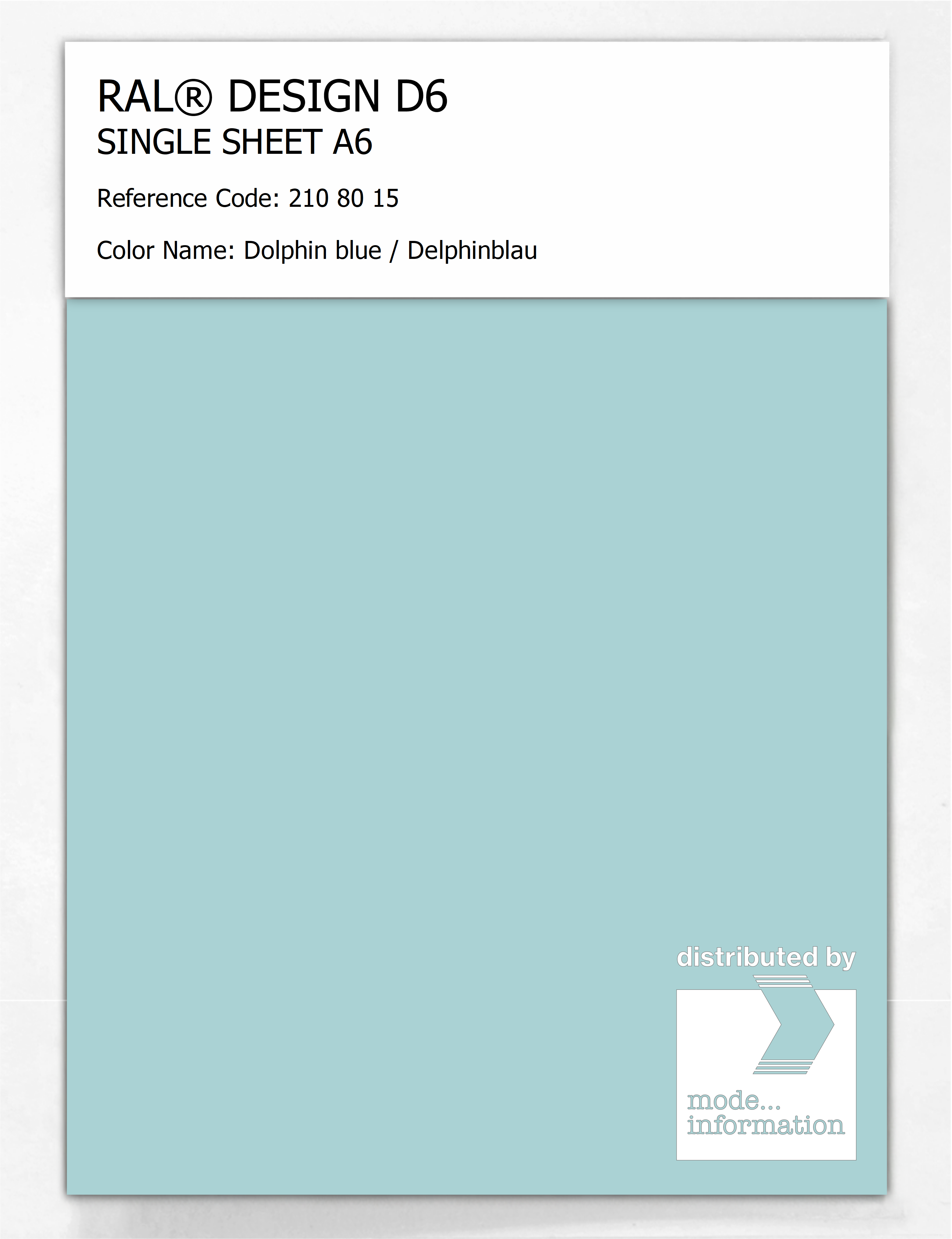 Product image 1 of the product “RAL® DESIGN D6 SINGLE SHEET A6 210 80 15 Dolphin blue / Delphinblau ”