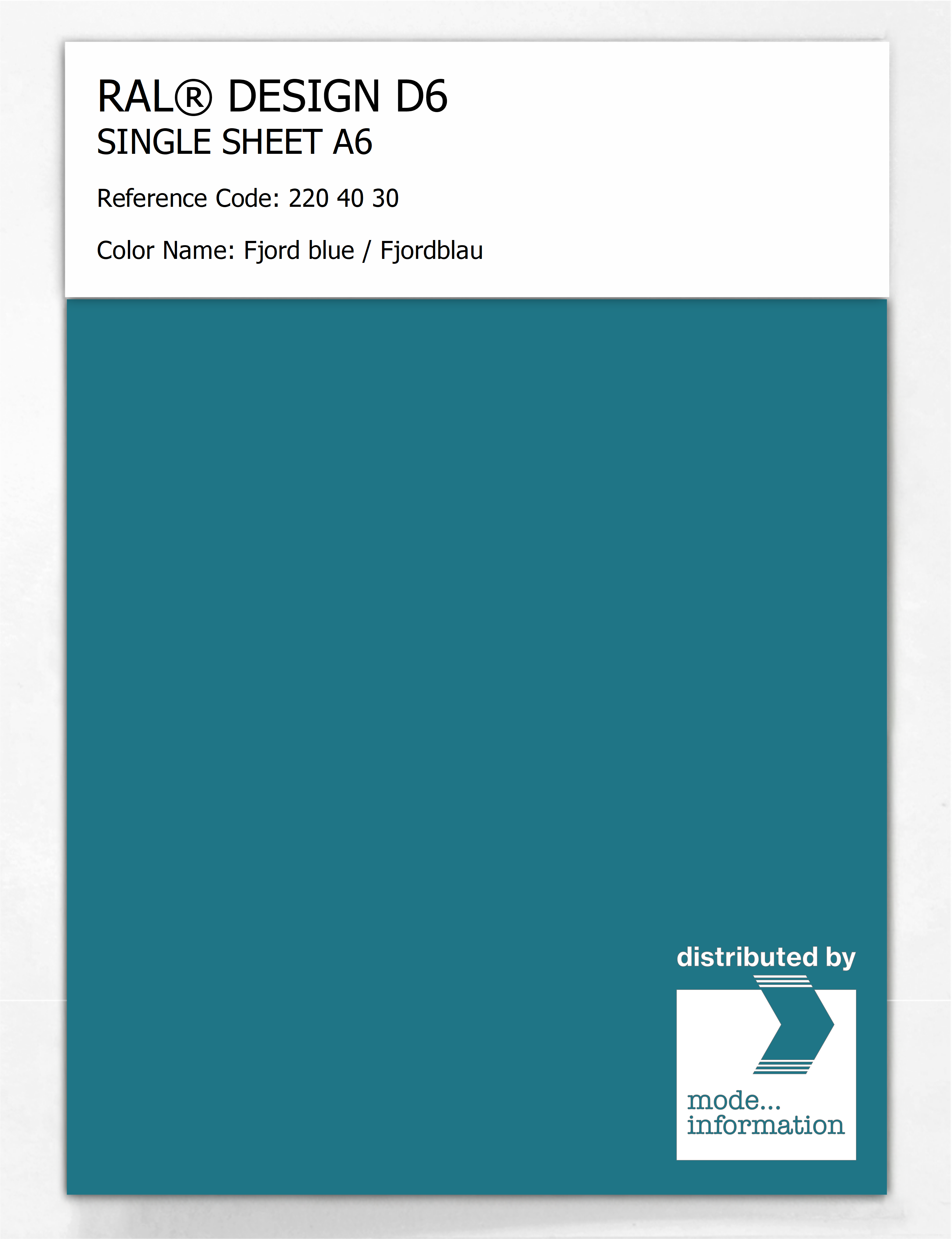 Artikelbild 1 des Artikels “RAL® DESIGN D6 SINGLE SHEET A6 220 40 30 Fjord blue / Fjordblau “