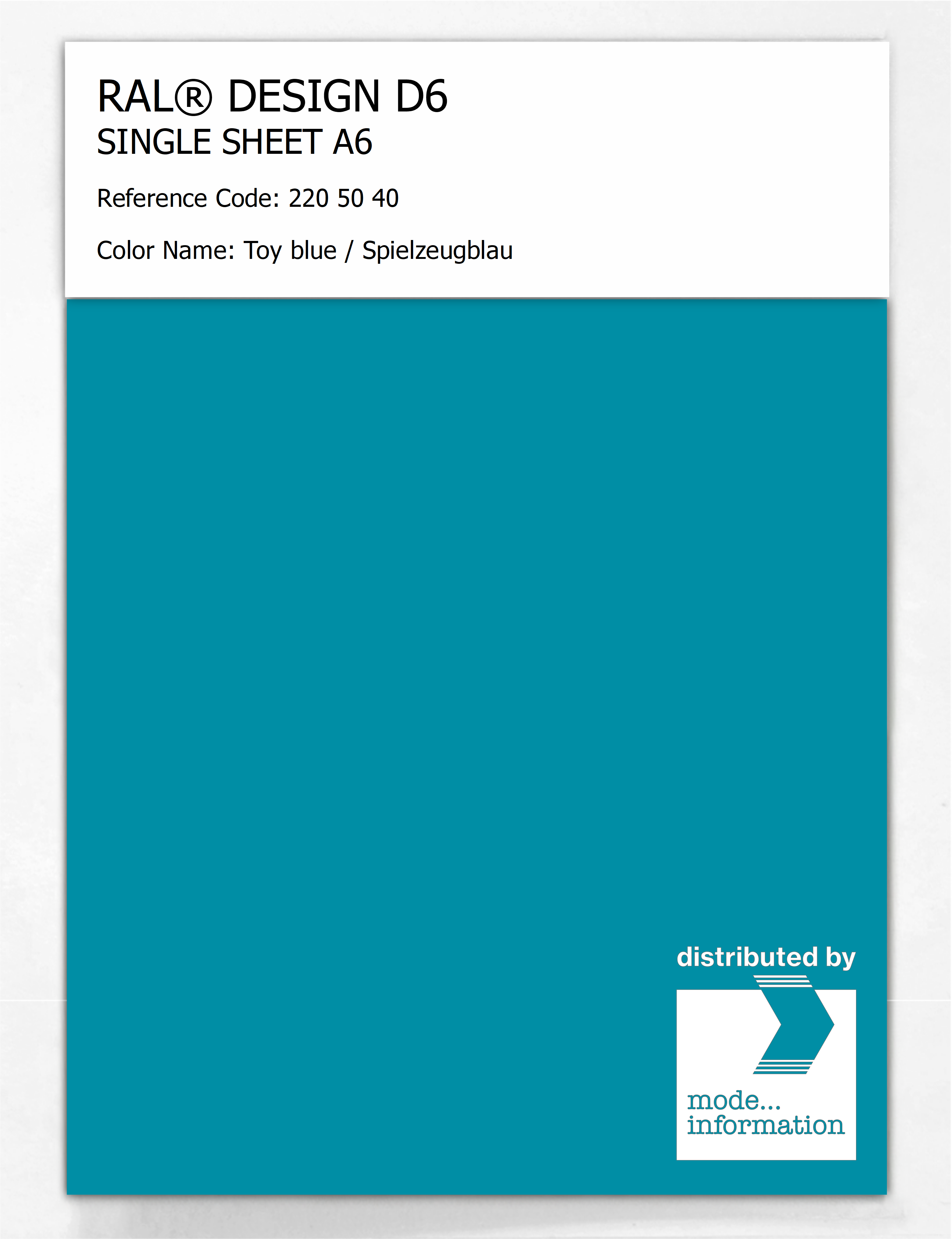 Artikelbild 1 des Artikels “RAL® DESIGN D6 SINGLE SHEET A6 220 50 40 Toy blue / Spielzeugblau “