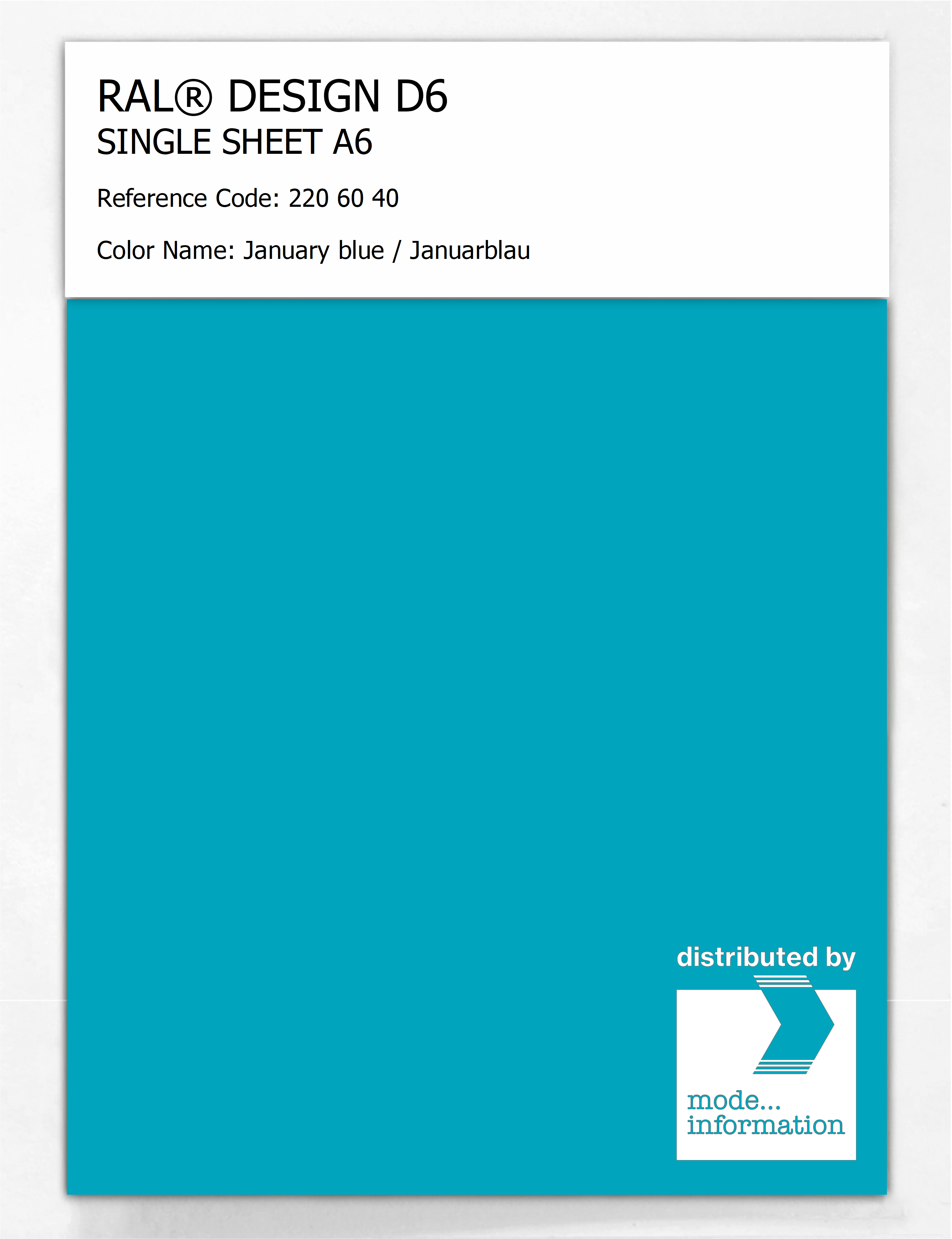 Artikelbild 1 des Artikels “RAL® DESIGN D6 SINGLE SHEET A6 220 60 40 January blue / Januarblau “