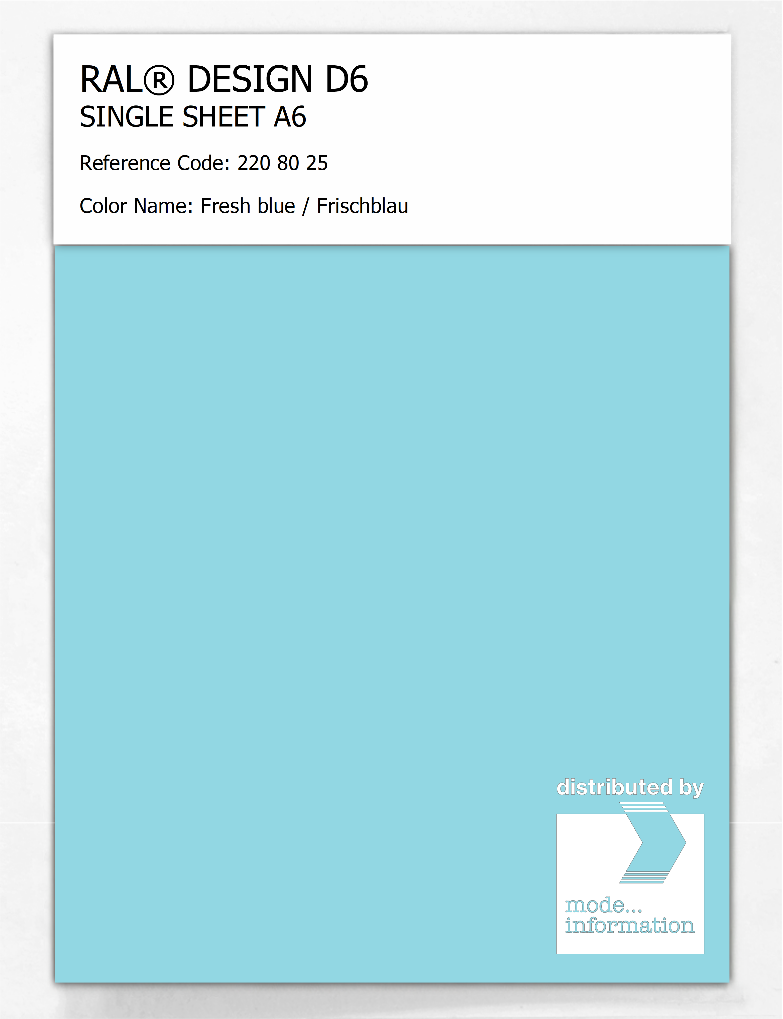 Artikelbild 1 des Artikels “RAL® DESIGN D6 SINGLE SHEET A6 220 80 25 Fresh blue / Frischblau “