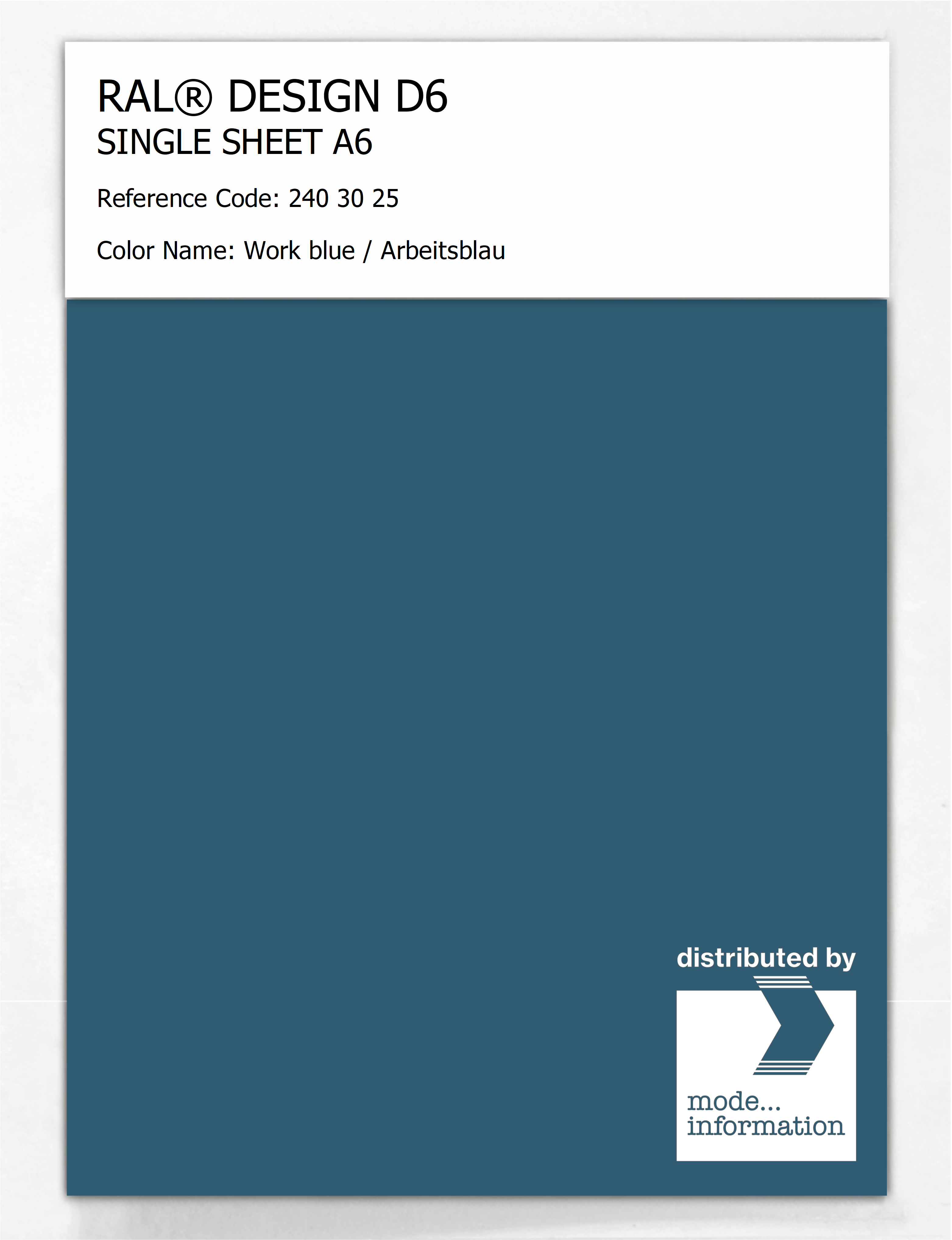 Artikelbild 1 des Artikels “RAL® DESIGN D6 SINGLE SHEET A6 240 30 25 Work blue / Arbeitsblau “