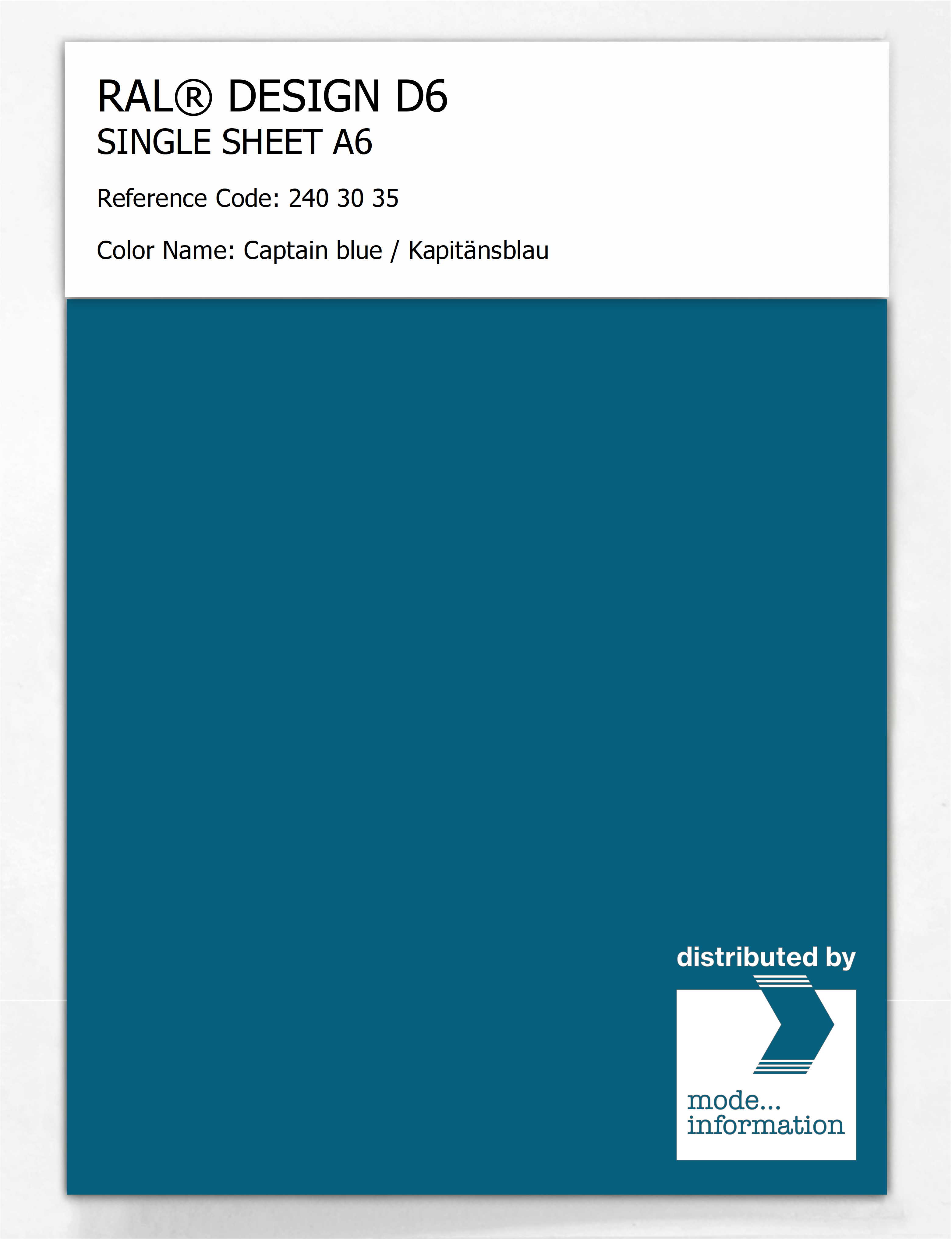 Product image 1 of the product “RAL® DESIGN D6 SINGLE SHEET A6 240 30 35 Captain blue / Kapitänsblau ”