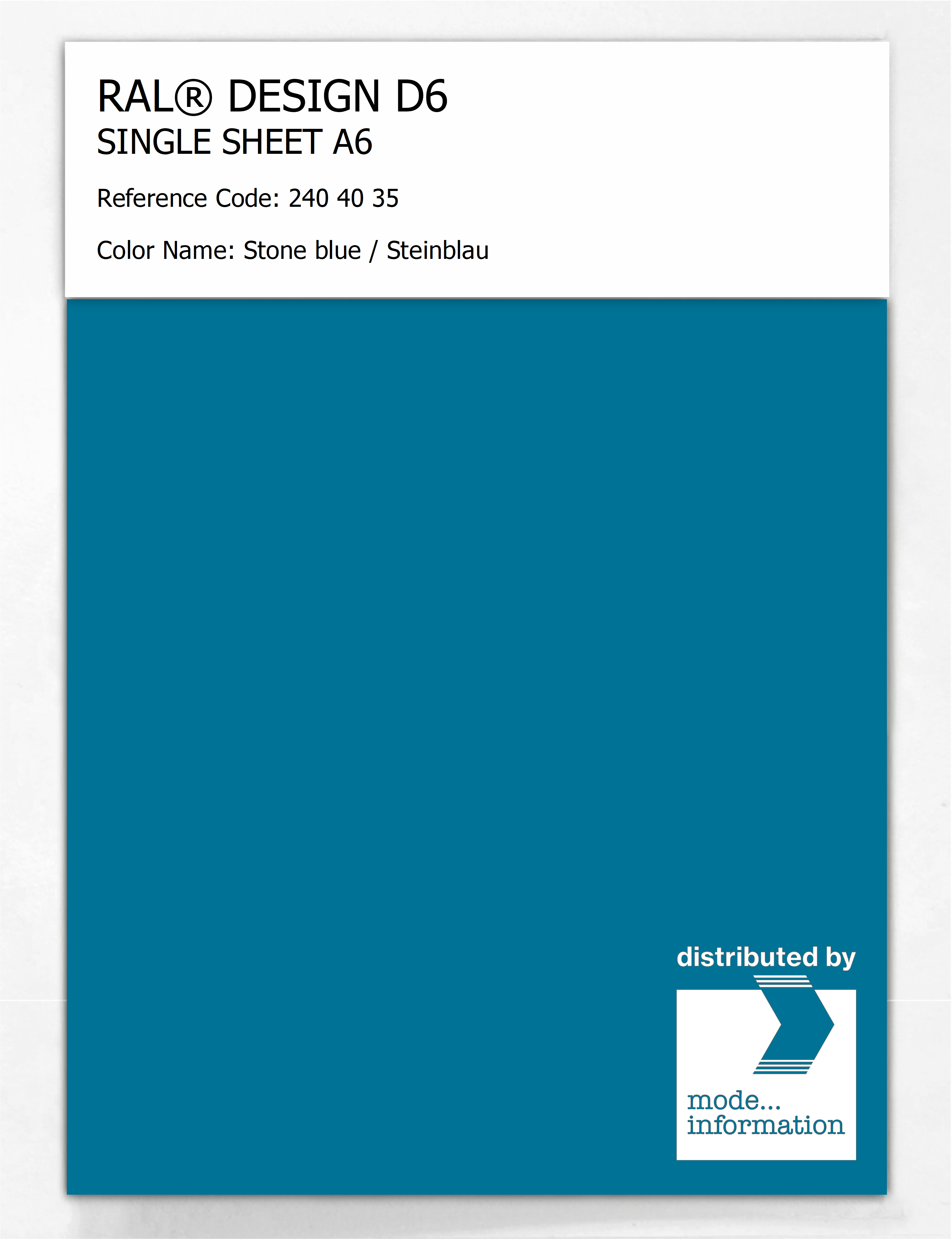 Artikelbild 1 des Artikels “RAL® DESIGN D6 SINGLE SHEET A6 240 40 35 Stone blue / Steinblau “