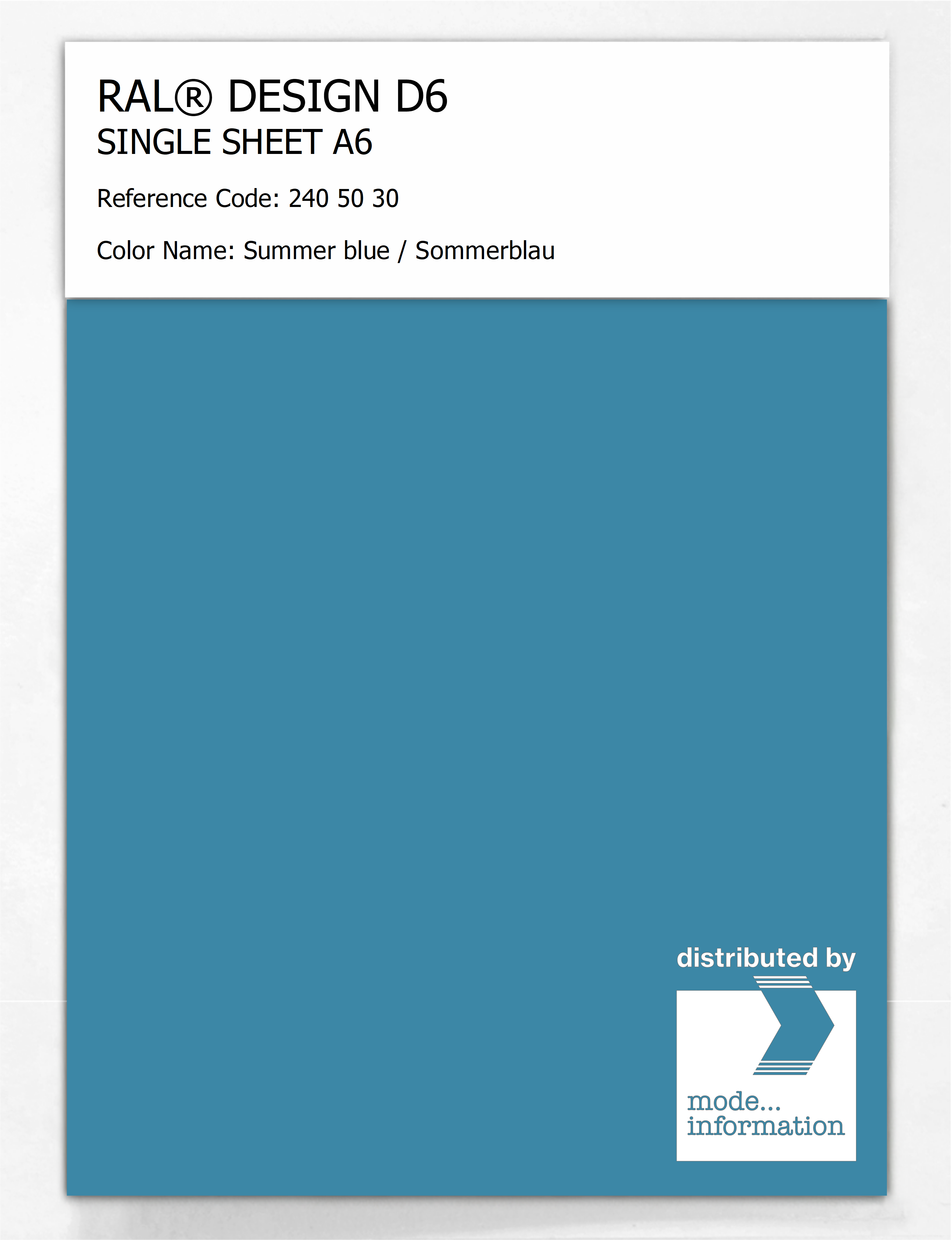 Artikelbild 1 des Artikels “RAL® DESIGN D6 SINGLE SHEET A6 240 50 30 Summer blue / Sommerblau “