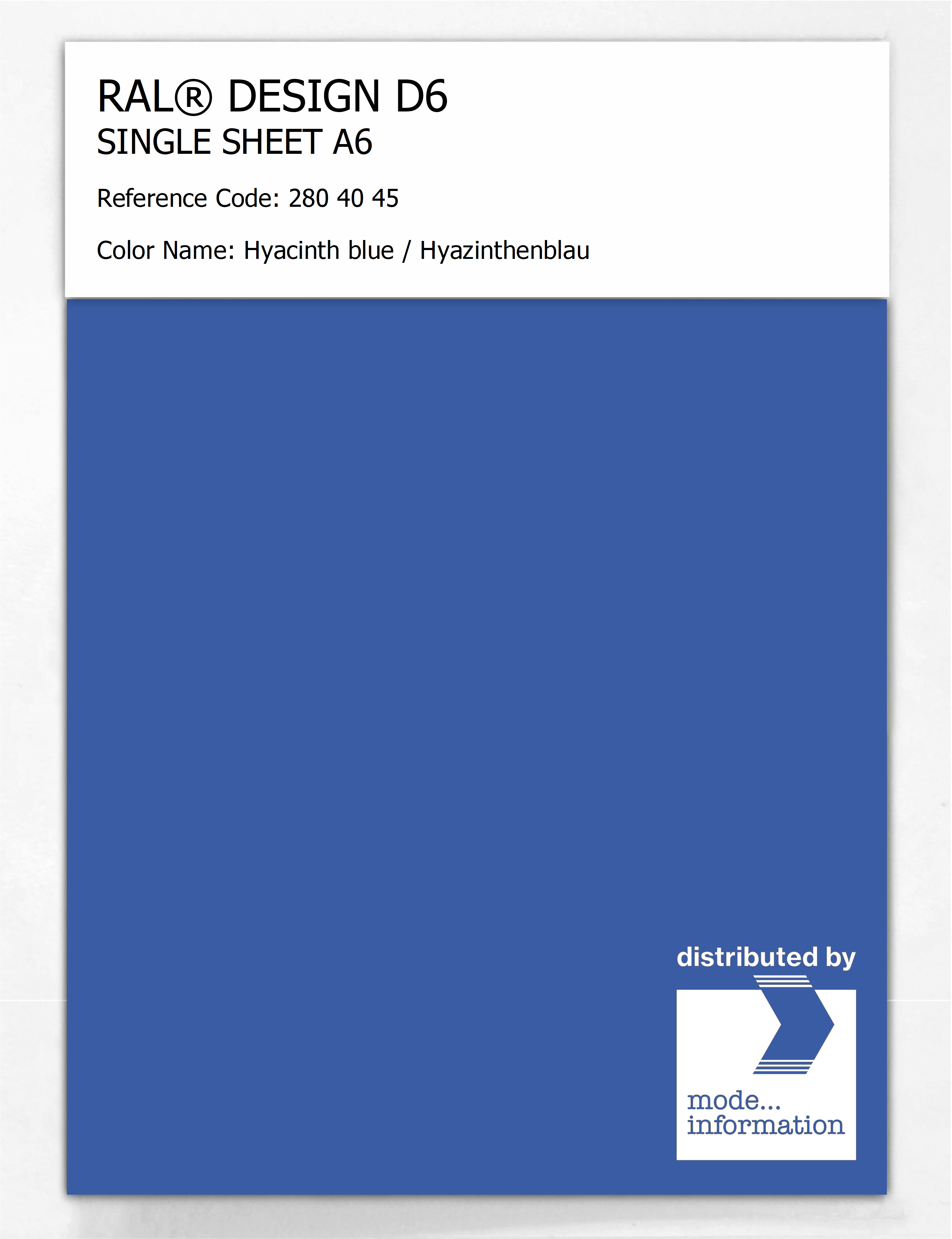 Artikelbild 1 des Artikels “RAL® DESIGN D6 SINGLE SHEET A6 280 40 45 Hyacinth blue / Hyazinthenblau “