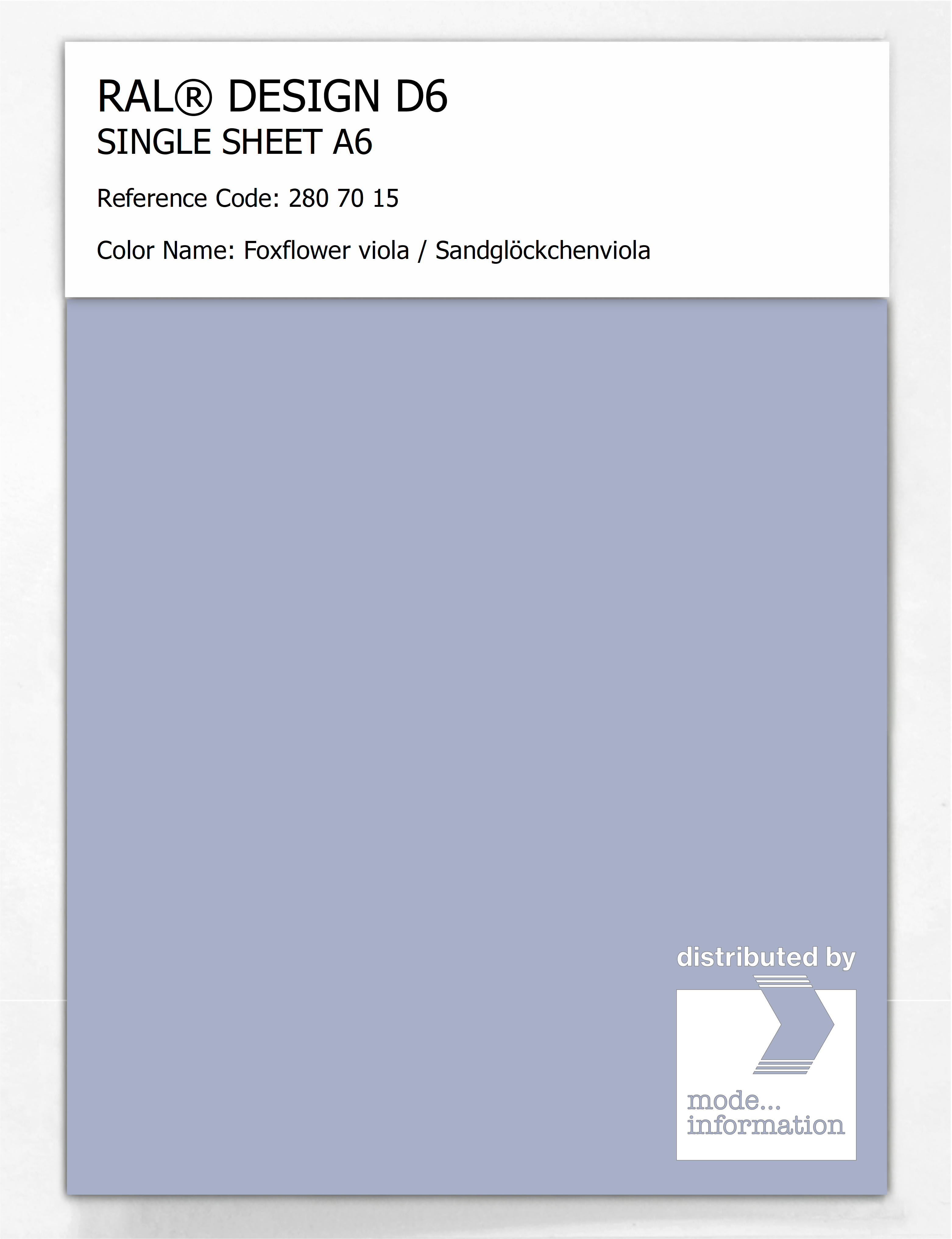 Artikelbild 1 des Artikels “RAL® DESIGN D6 SINGLE SHEET A6 280 70 15 Foxflower viola / Sandglöckchenviola “