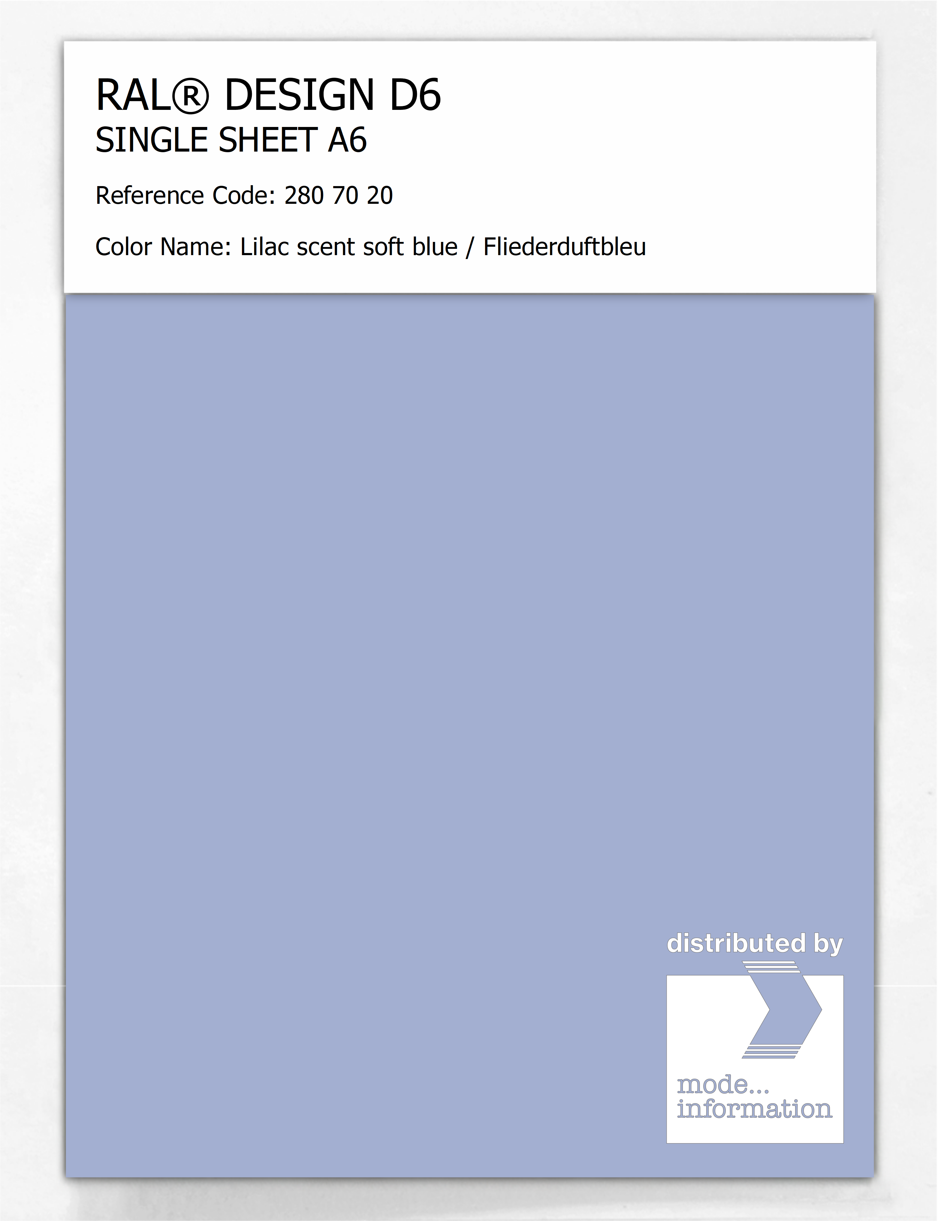 Artikelbild 1 des Artikels “RAL® DESIGN D6 SINGLE SHEET A6 280 70 20 Lilac scent soft blue / Fliederduftbleu “
