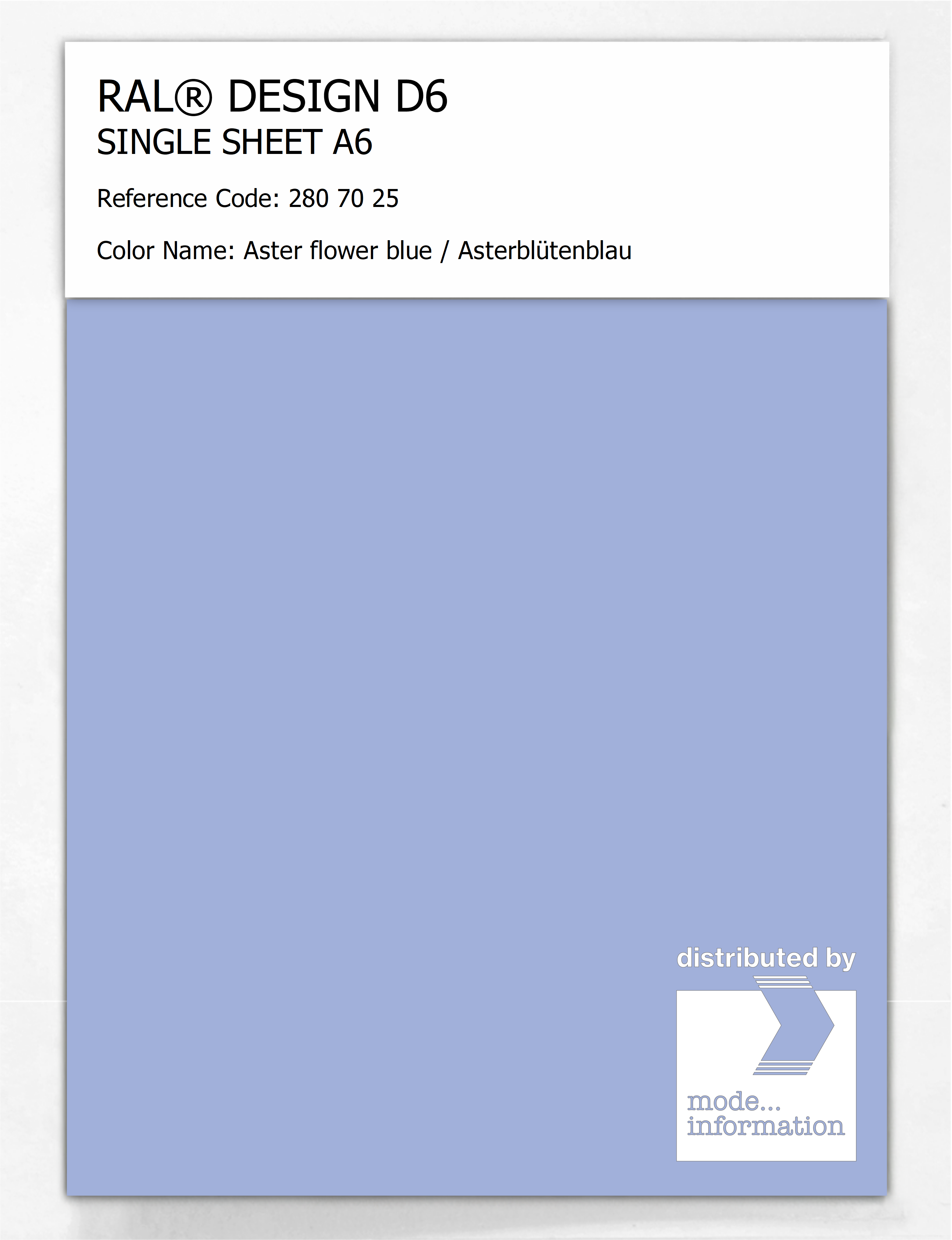 Artikelbild 1 des Artikels “RAL® DESIGN D6 SINGLE SHEET A6 280 70 25 Aster flower blue / Asterblütenblau “