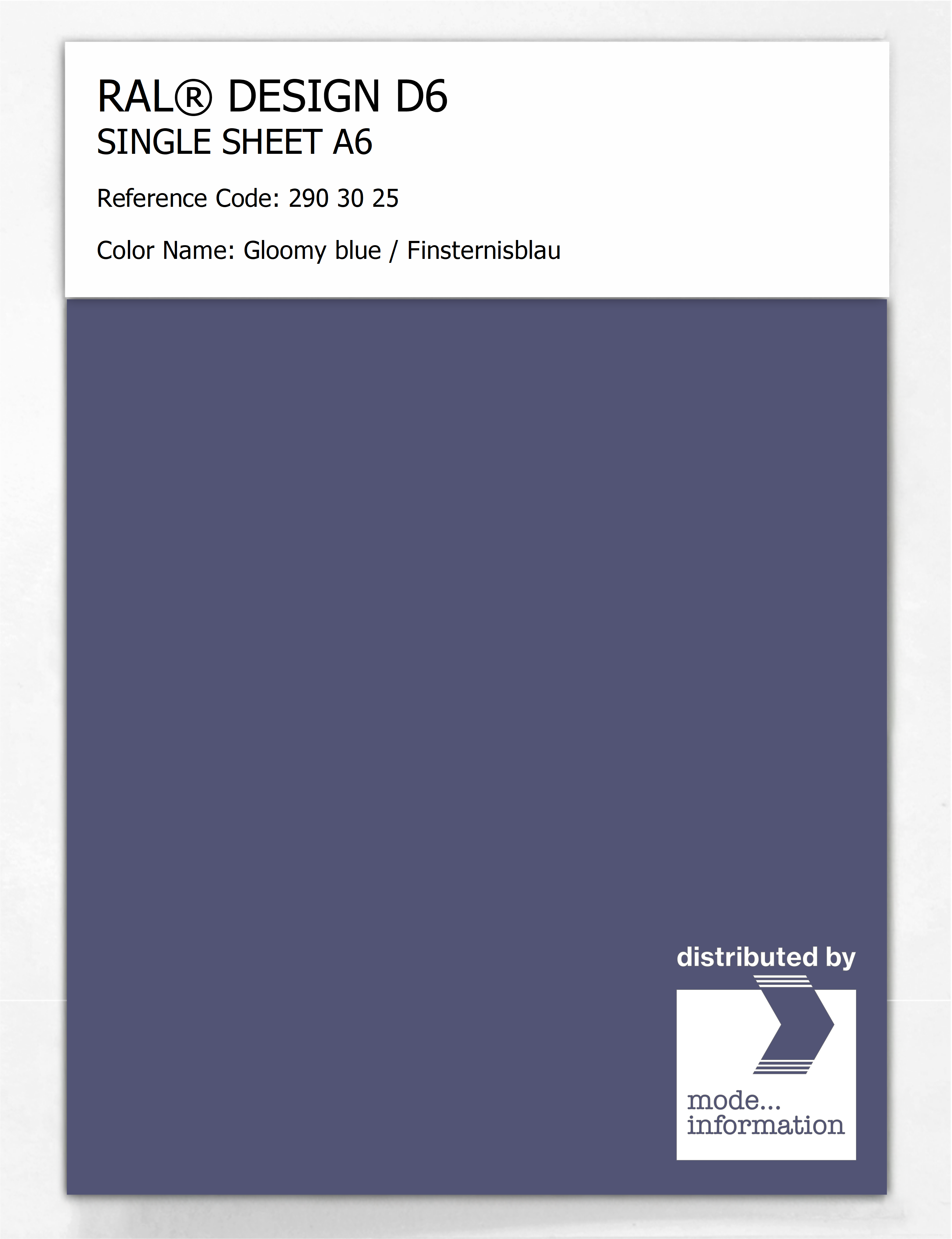 Artikelbild 1 des Artikels “RAL® DESIGN D6 SINGLE SHEET A6 290 30 25 Gloomy blue / Finsternisblau “