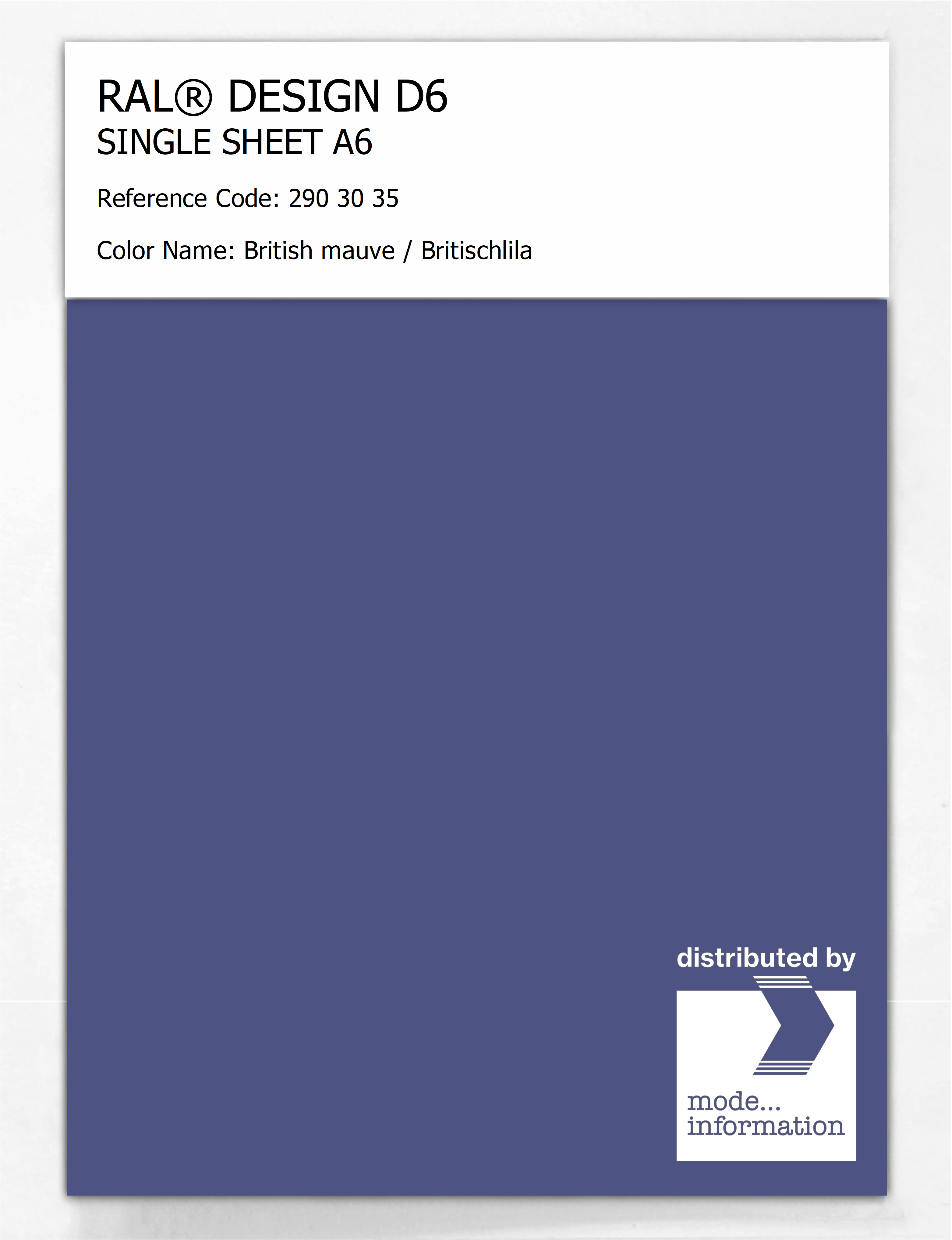 Product image 1 of the product “RAL® DESIGN D6 SINGLE SHEET A6 290 30 35 British mauve / Britischlila ”