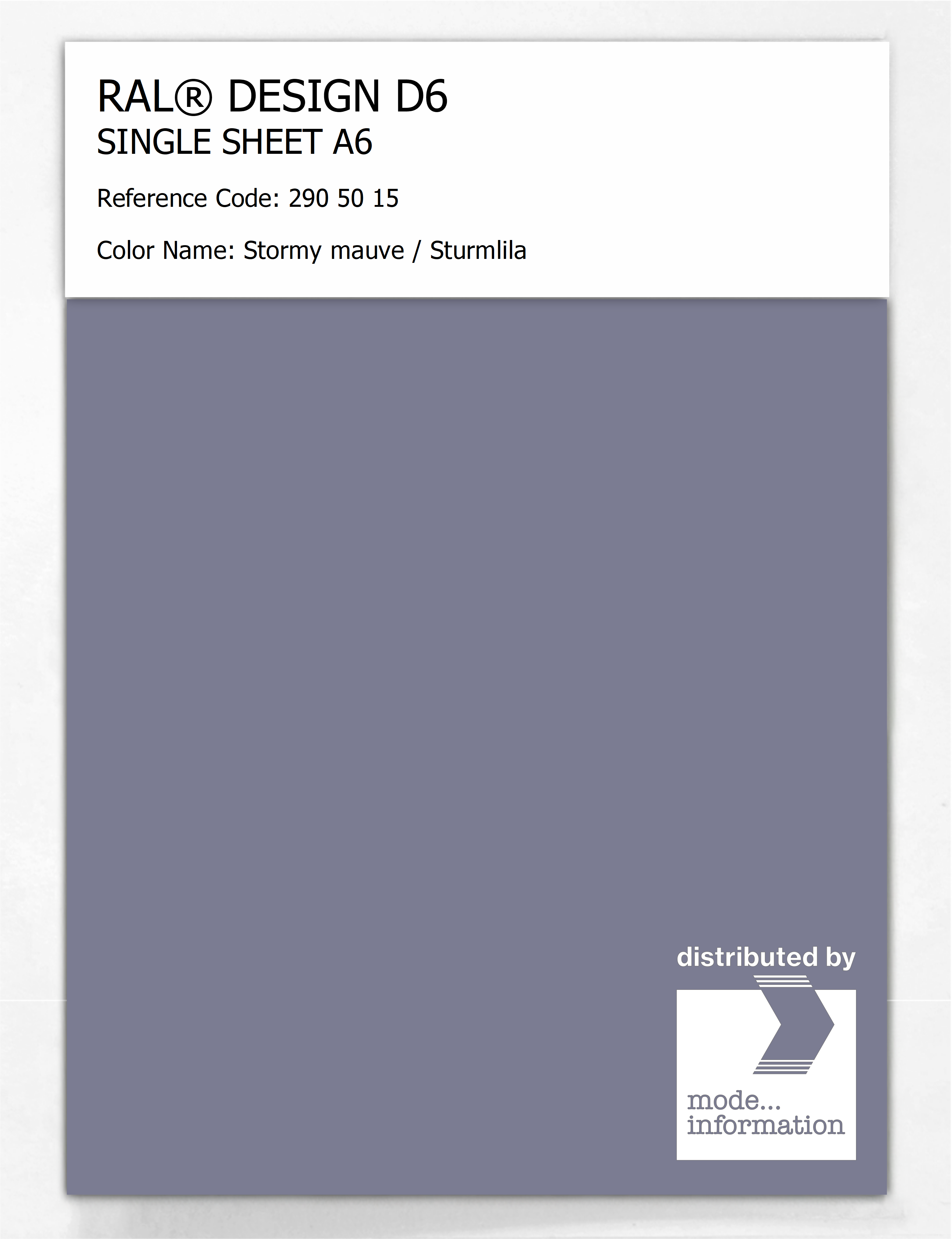 Product image 1 of the product “RAL® DESIGN D6 SINGLE SHEET A6 290 50 15 Stormy mauve / Sturmlila ”