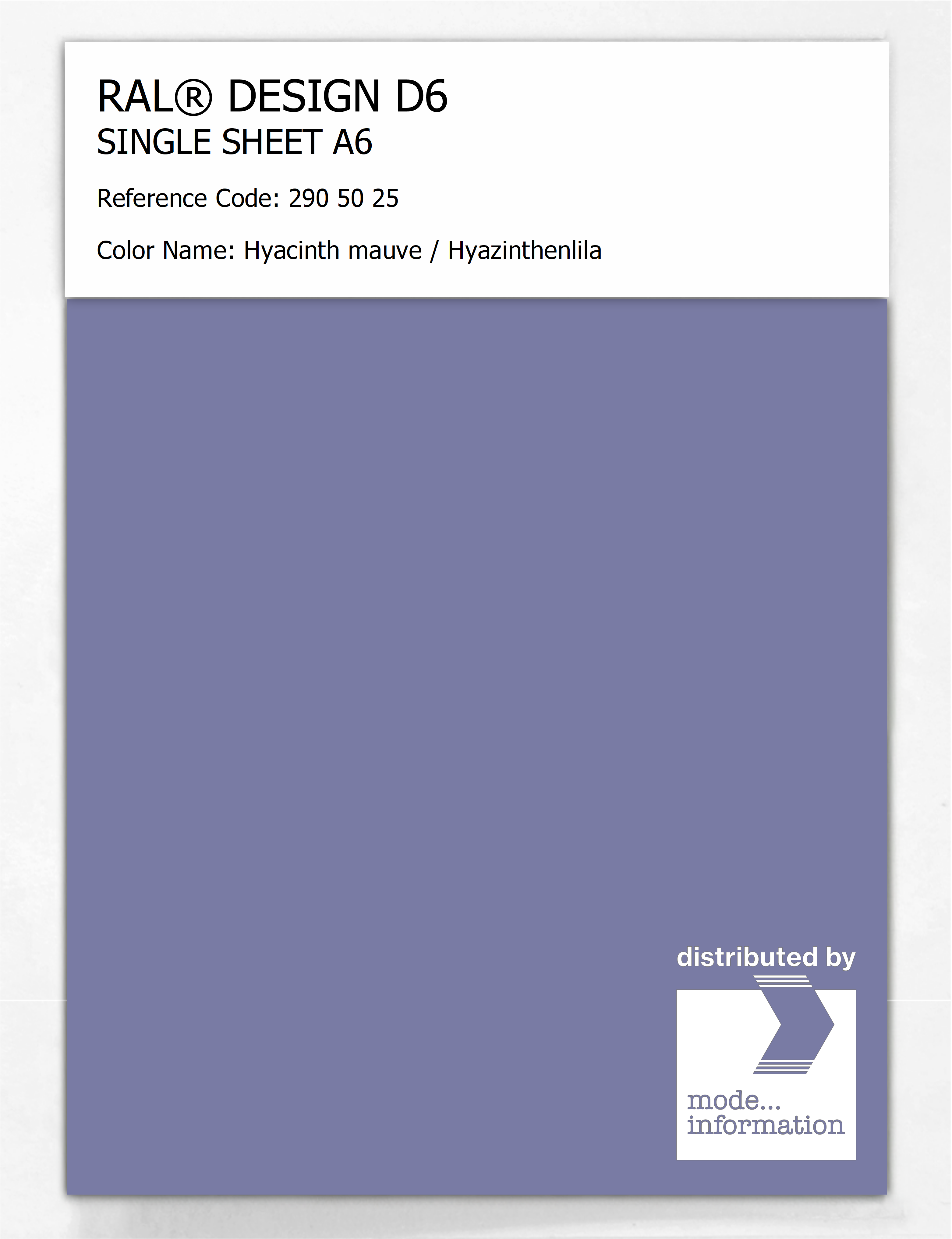 Artikelbild 1 des Artikels “RAL® DESIGN D6 SINGLE SHEET A6 290 50 25 Hyacinth mauve / Hyazinthenlila “
