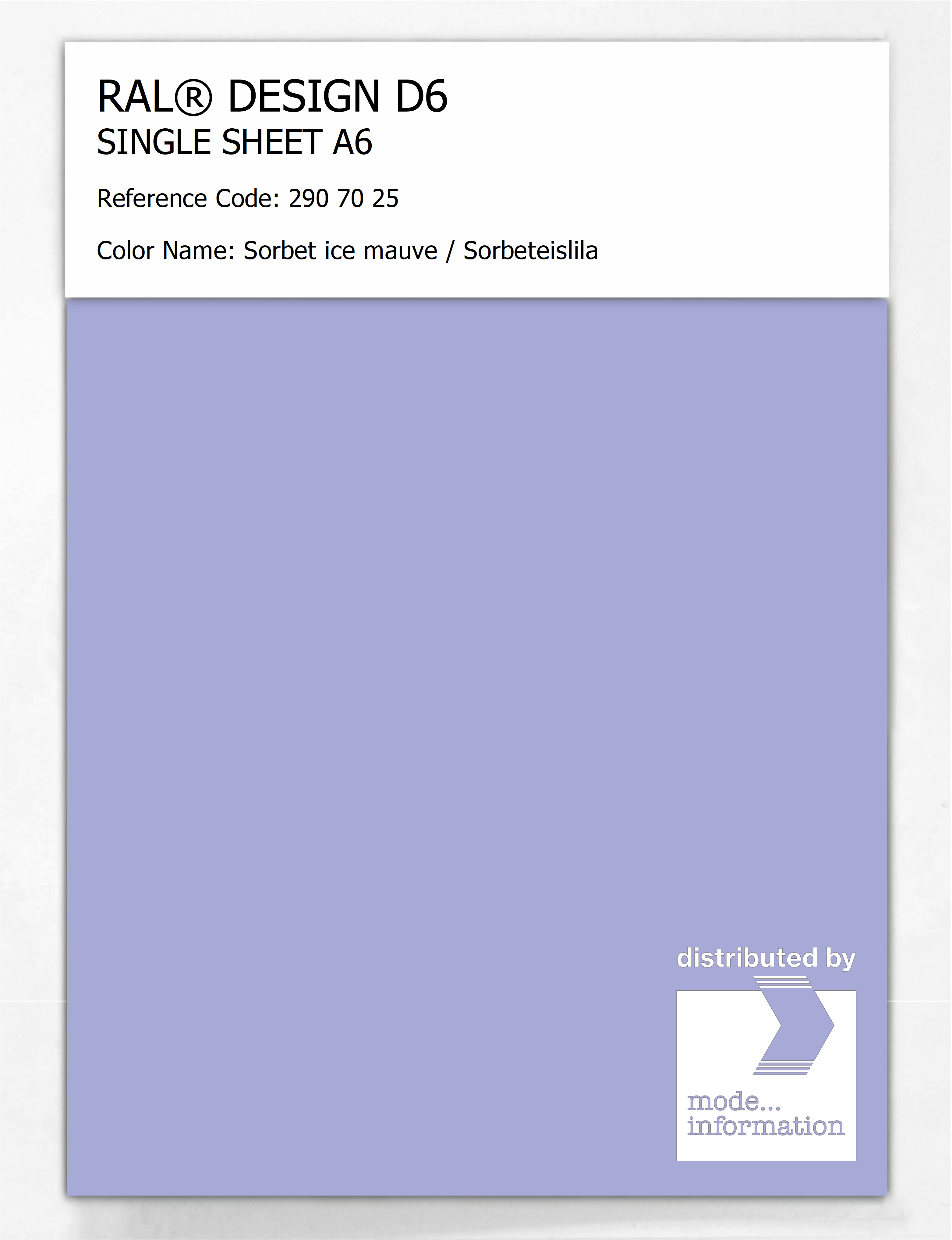 Artikelbild 1 des Artikels “RAL® DESIGN D6 SINGLE SHEET A6 290 70 25 Sorbet ice mauve / Sorbeteislila “