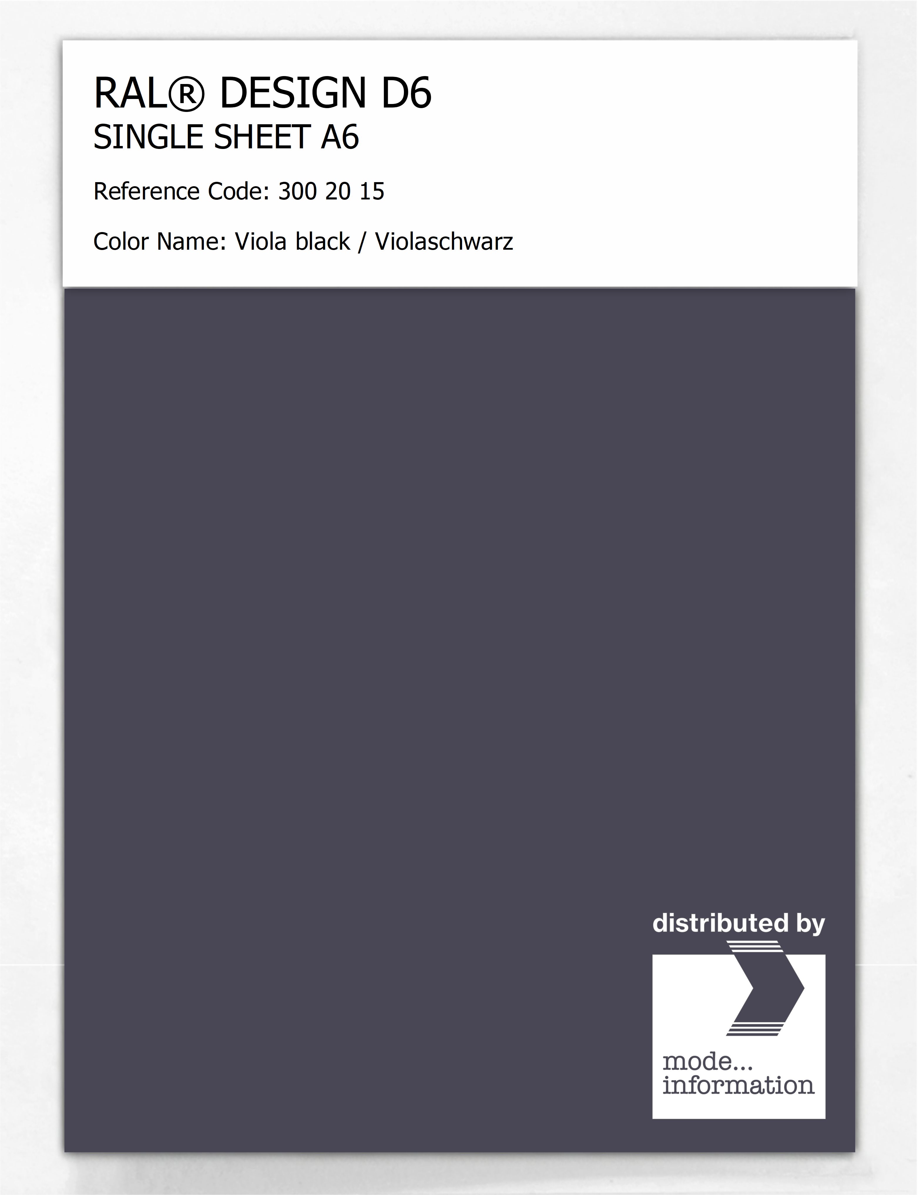 Product image 1 of the product “RAL® DESIGN D6 SINGLE SHEET A6 300 20 15 Viola black / Violaschwarz ”