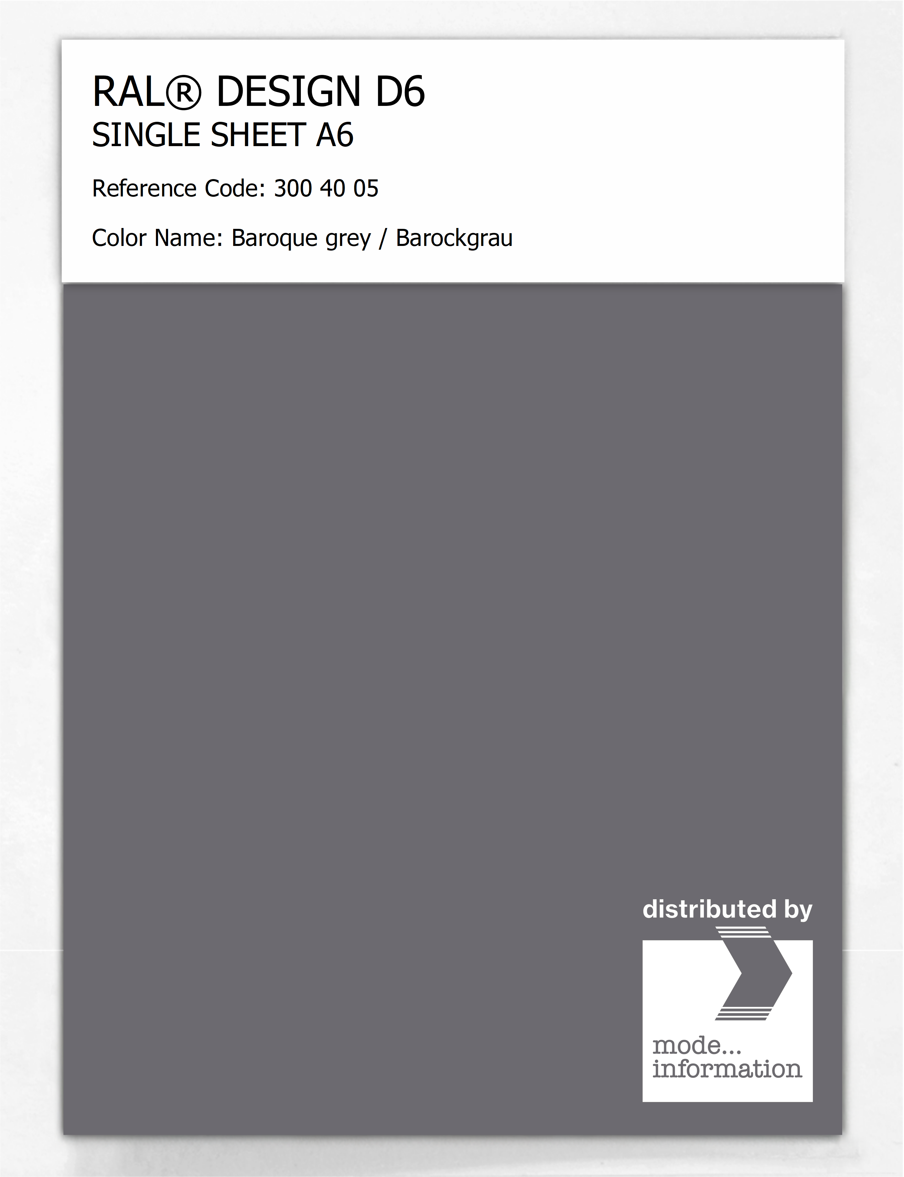 Artikelbild 1 des Artikels “RAL® DESIGN D6 SINGLE SHEET A6 300 40 05 Baroque grey / Barockgrau “