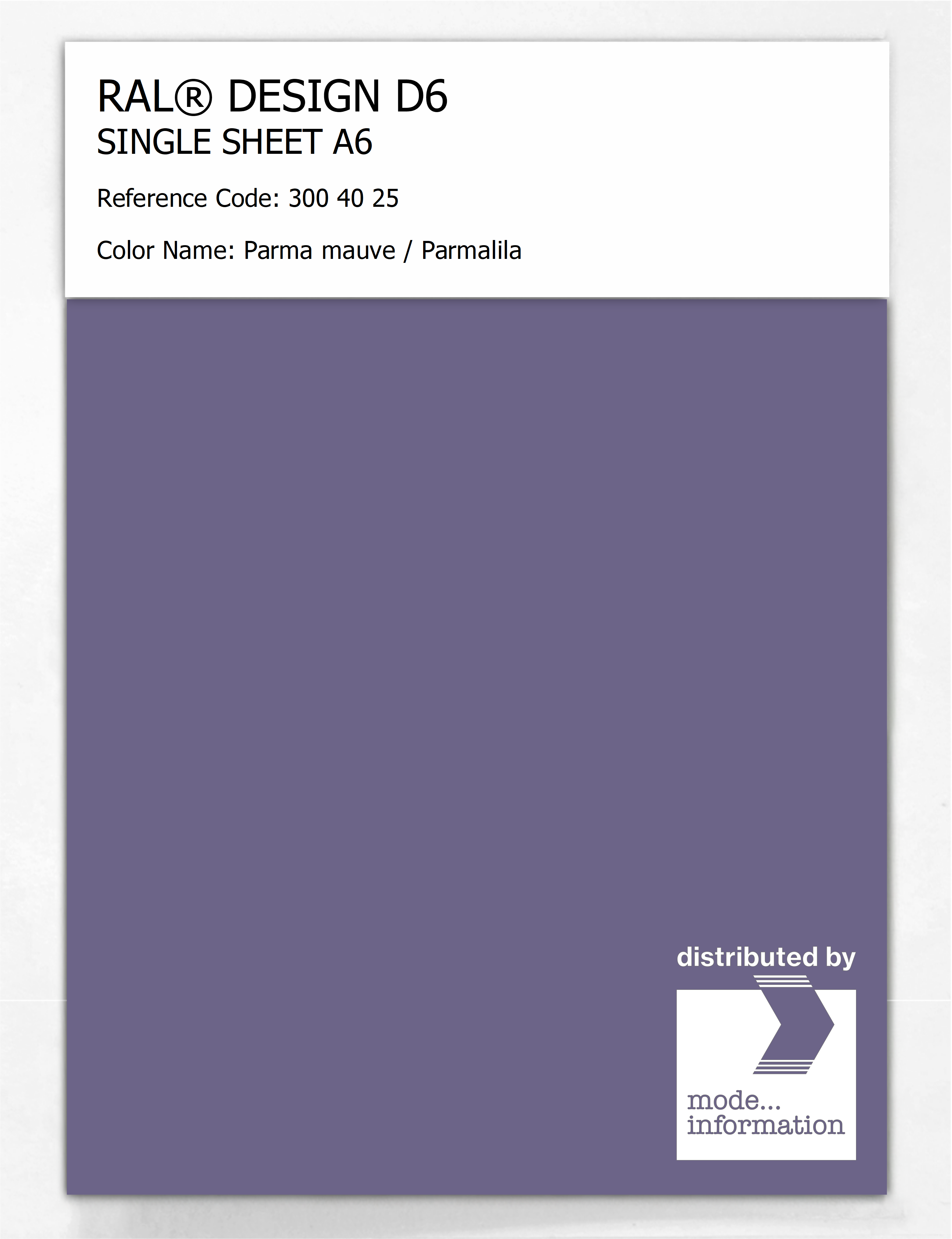 Product image 1 of the product “RAL® DESIGN D6 SINGLE SHEET A6 300 40 25 Parma mauve / Parmalila ”
