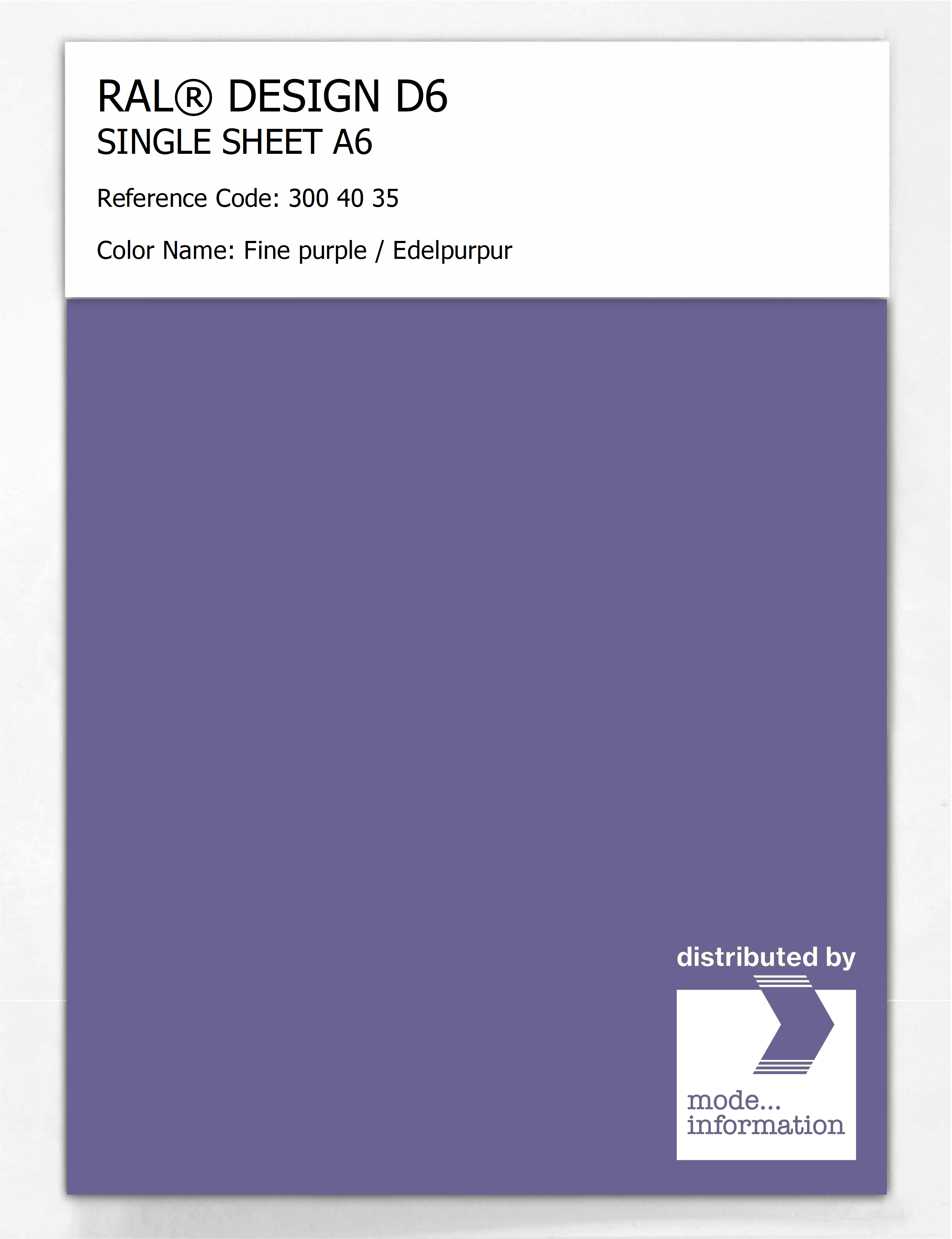 Artikelbild 1 des Artikels “RAL® DESIGN D6 SINGLE SHEET A6 300 40 35 Fine purple / Edelpurpur “