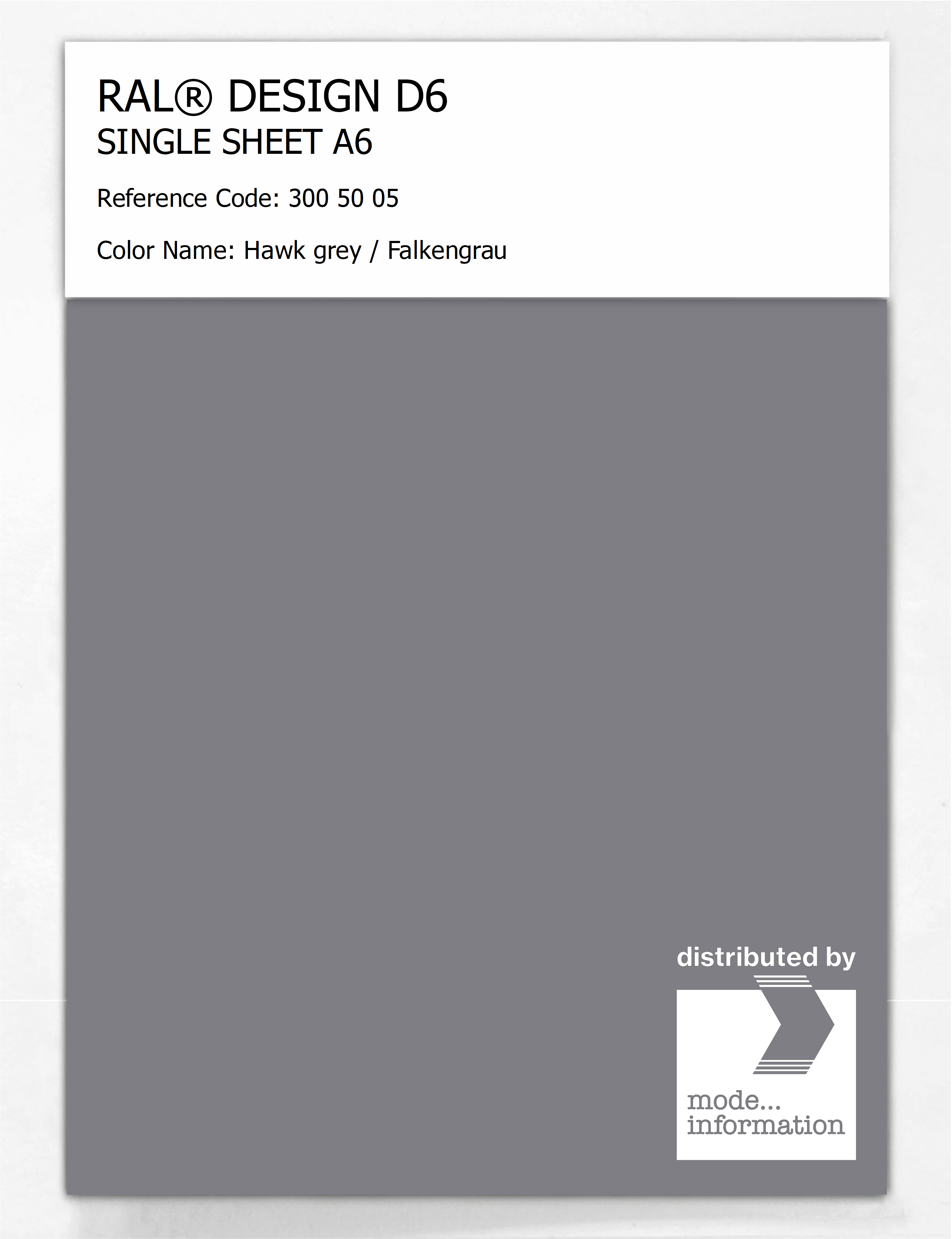Artikelbild 1 des Artikels “RAL® DESIGN D6 SINGLE SHEET A6 300 50 05 Hawk grey / Falkengrau “