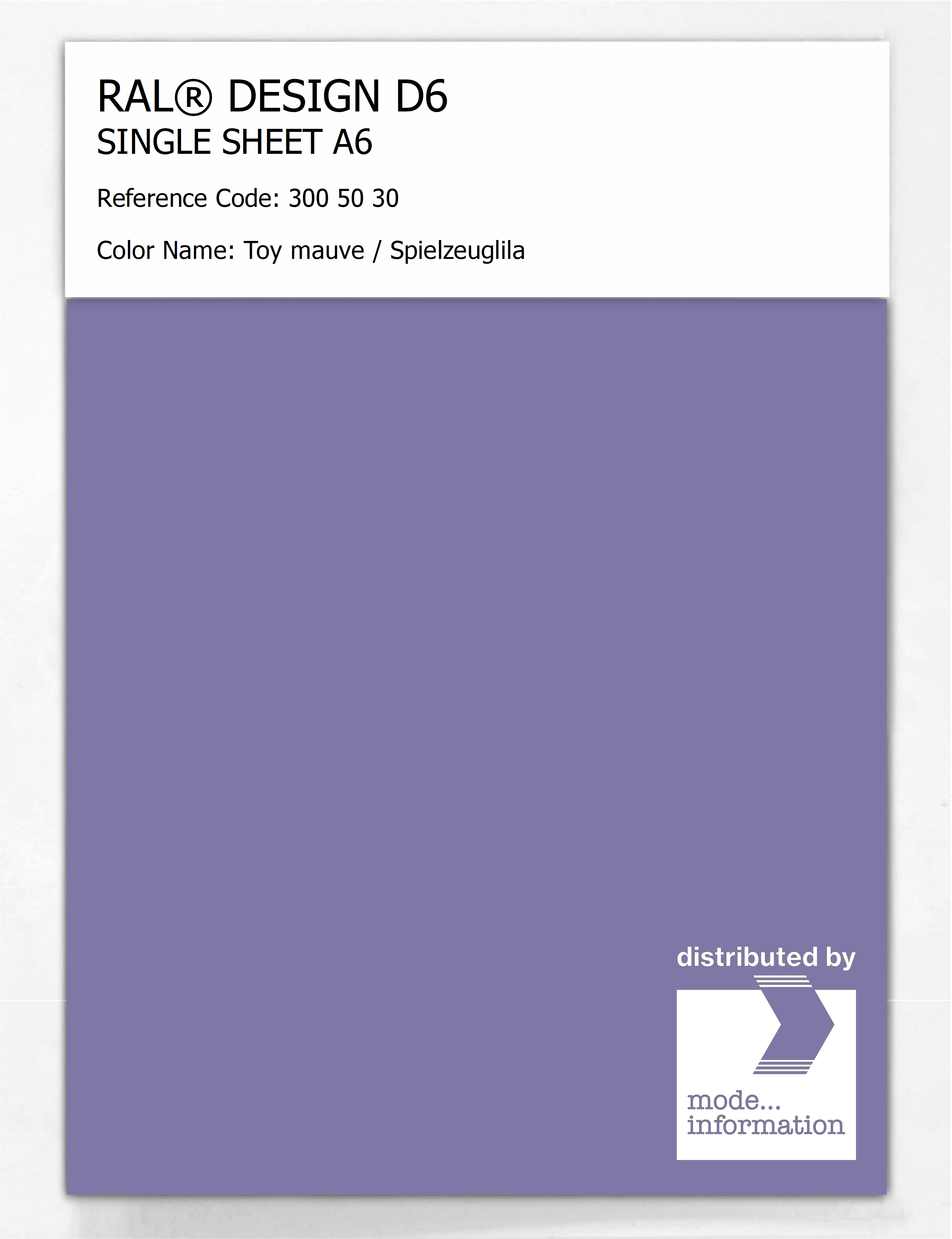 Artikelbild 1 des Artikels “RAL® DESIGN D6 SINGLE SHEET A6 300 50 30 Toy mauve / Spielzeuglila “