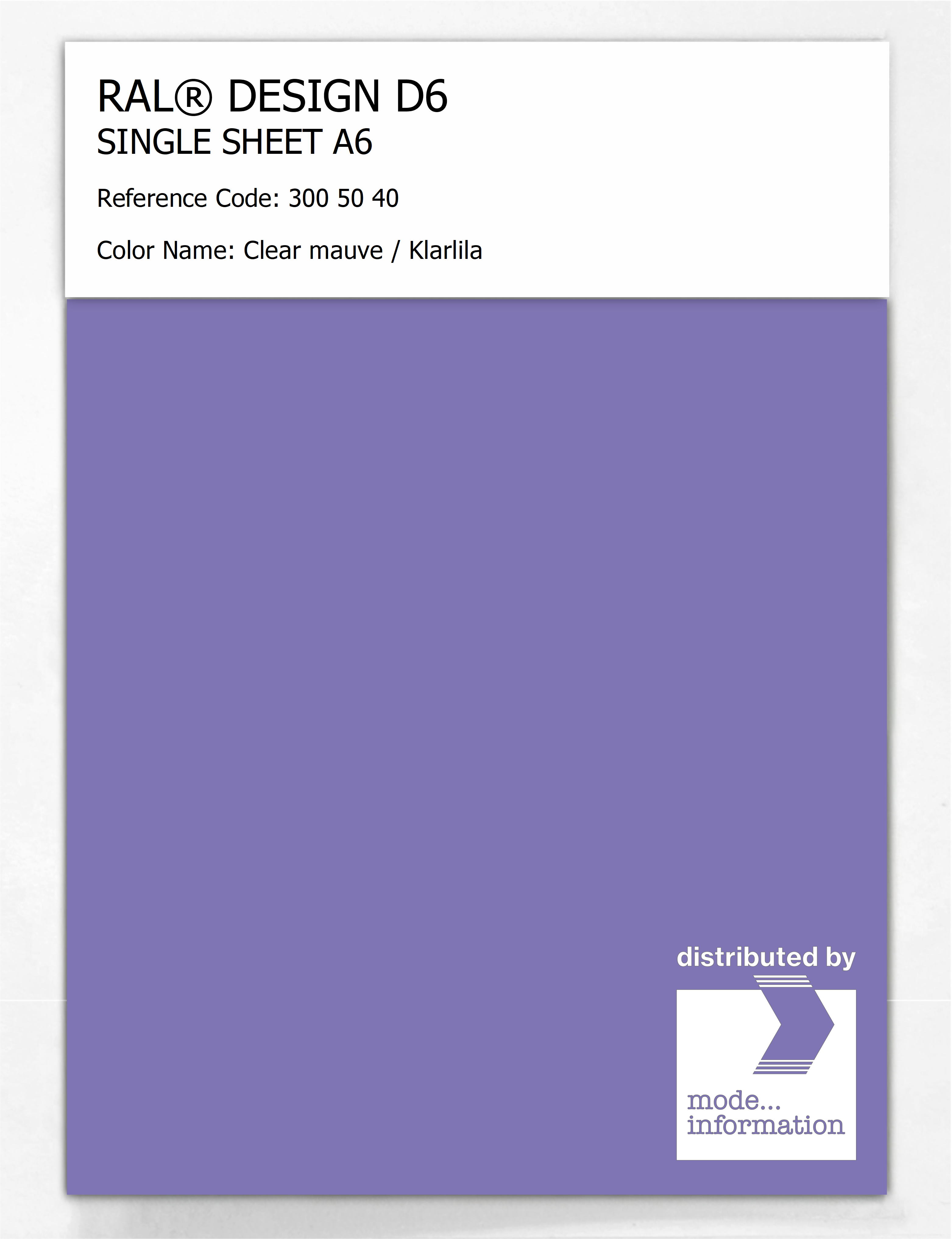 Artikelbild 1 des Artikels “RAL® DESIGN D6 SINGLE SHEET A6 300 50 40 Clear mauve / Klarlila “