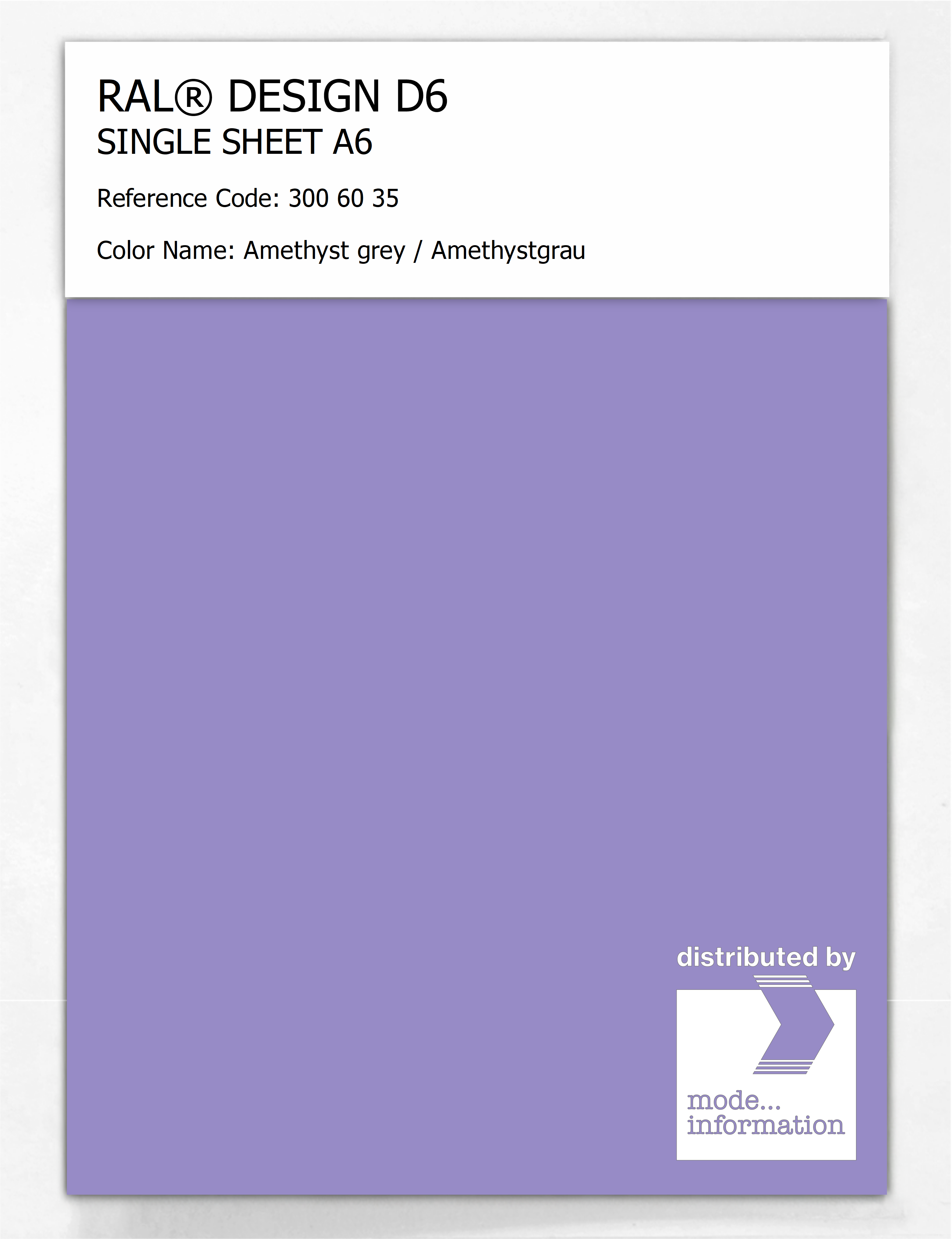 Artikelbild 1 des Artikels “RAL® DESIGN D6 SINGLE SHEET A6 300 60 35 Amethyst grey / Amethystgrau “