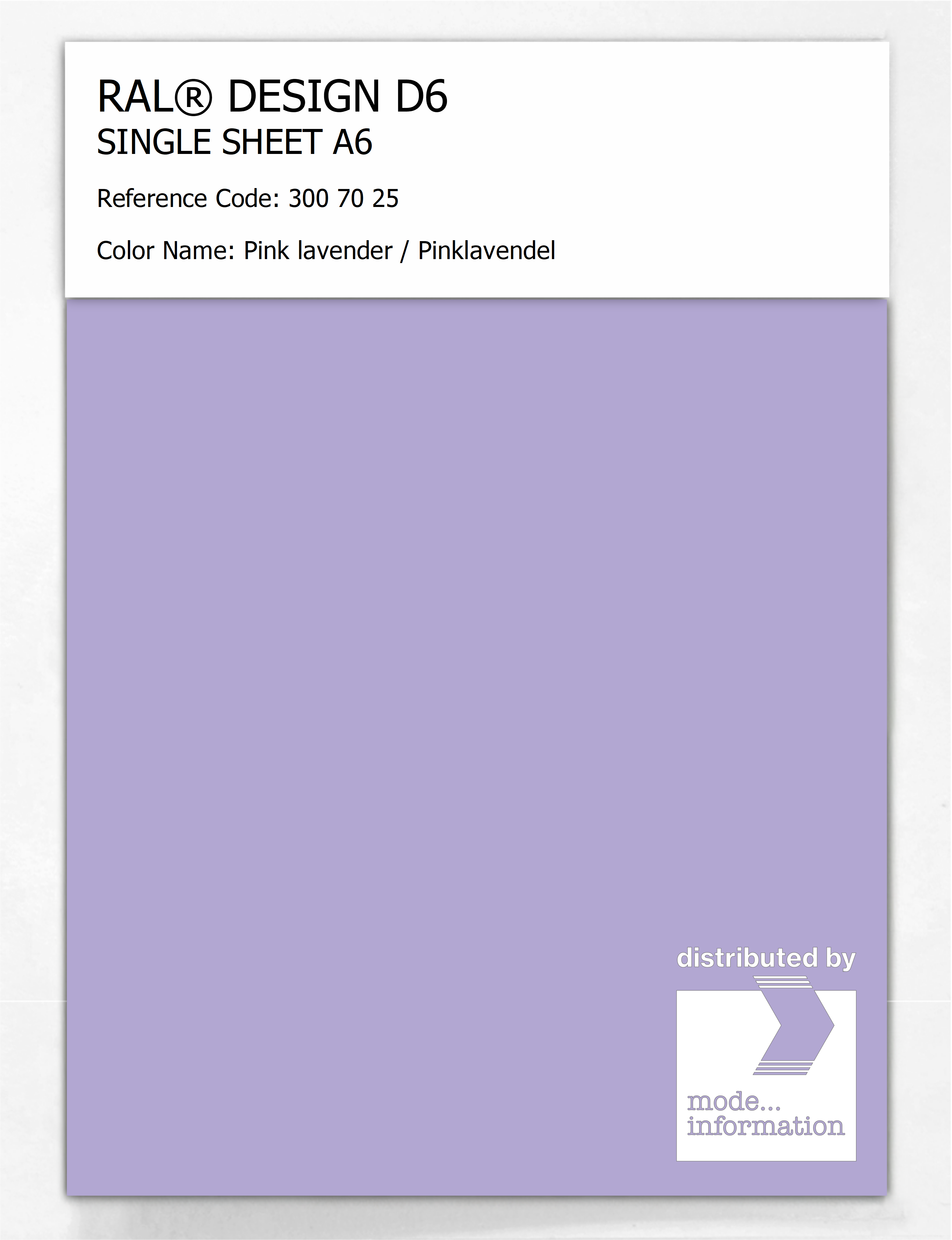 Artikelbild 1 des Artikels “RAL® DESIGN D6 SINGLE SHEET A6 300 70 25 Pink lavender / Pinklavendel “