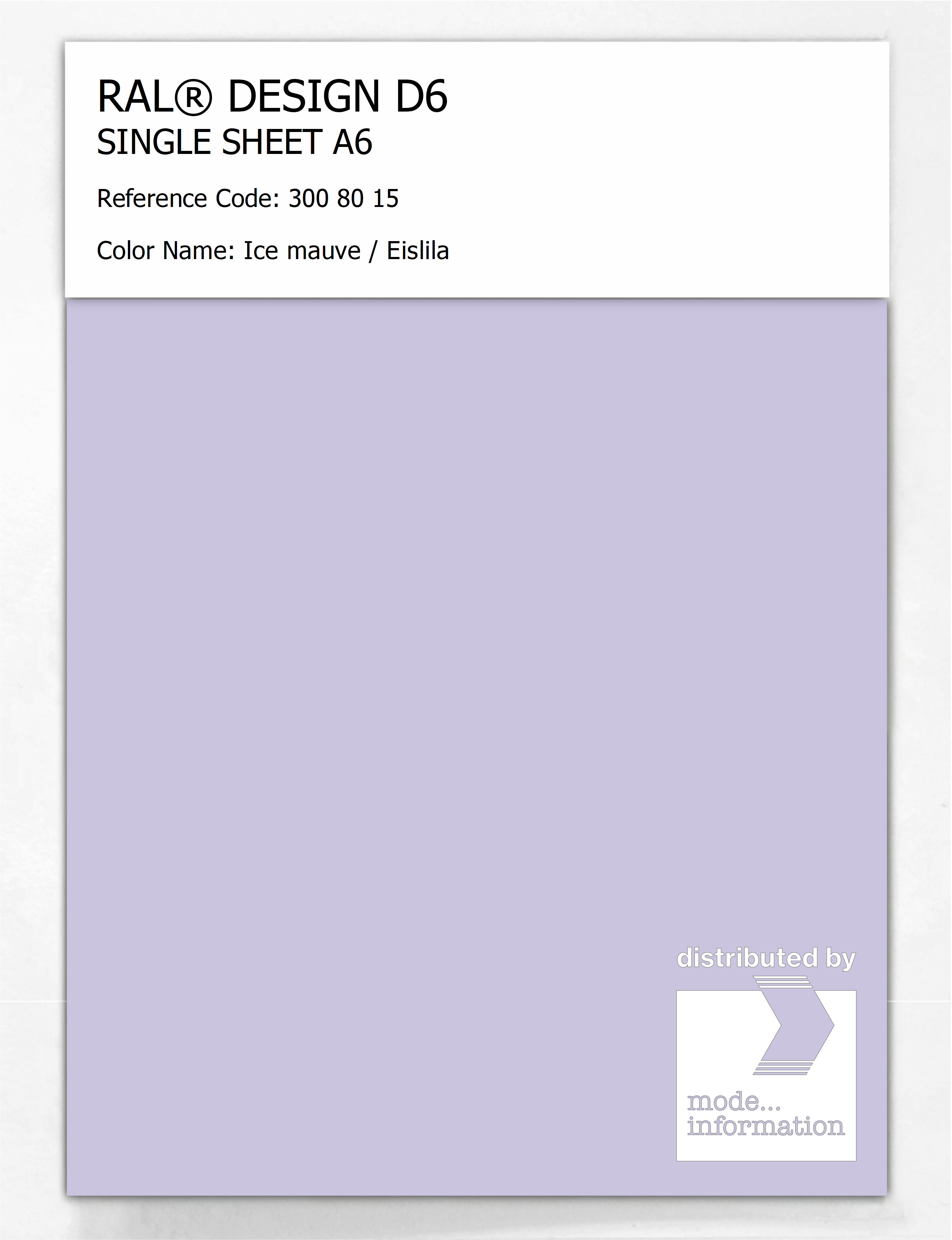 Product image 1 of the product “RAL® DESIGN D6 SINGLE SHEET A6 300 80 15 Ice mauve / Eislila ”