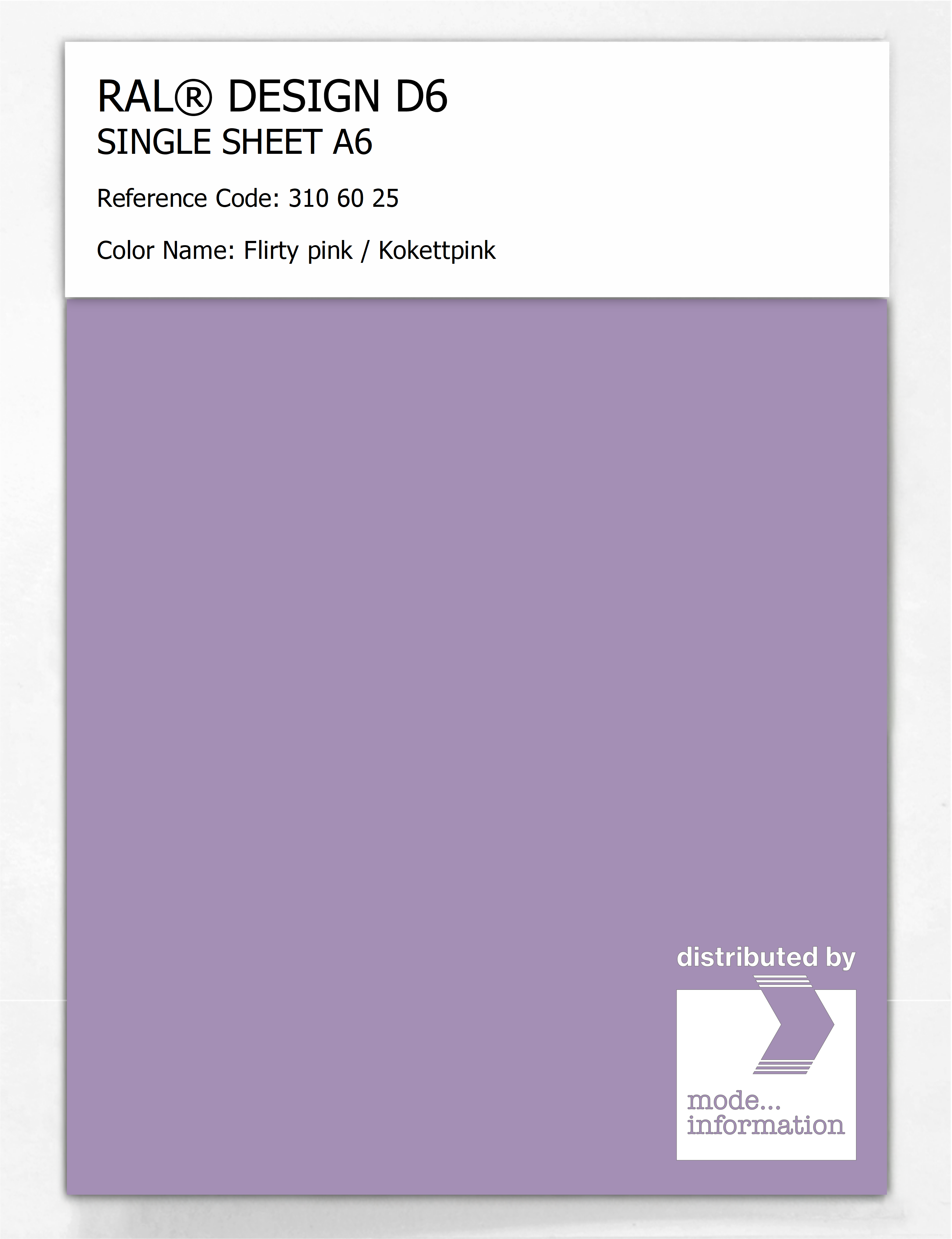 Artikelbild 1 des Artikels “RAL® DESIGN D6 SINGLE SHEET A6 310 60 25 Flirty pink / Kokettpink “
