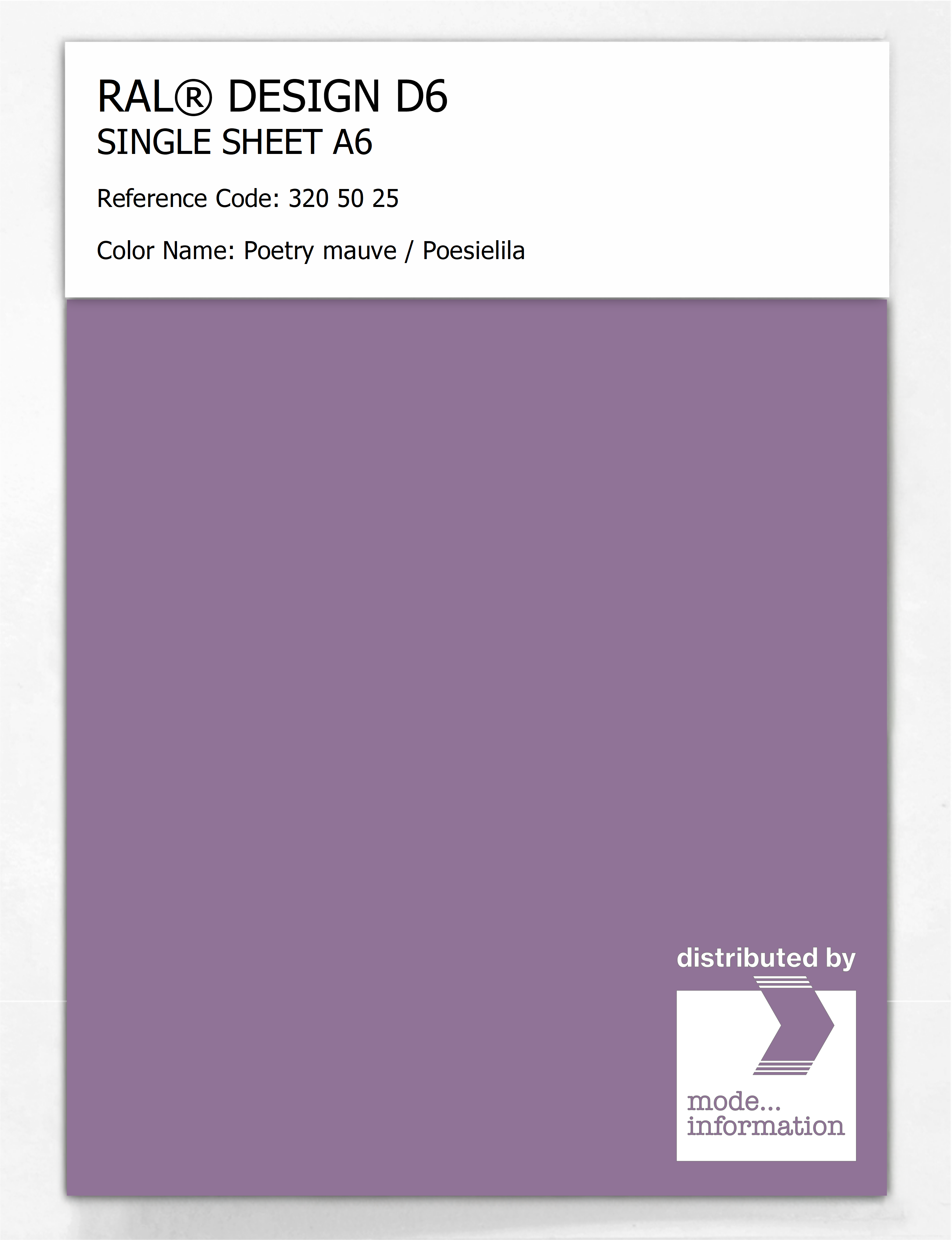 Product image 1 of the product “RAL® DESIGN D6 SINGLE SHEET A6 320 50 25 Poetry mauve / Poesielila ”