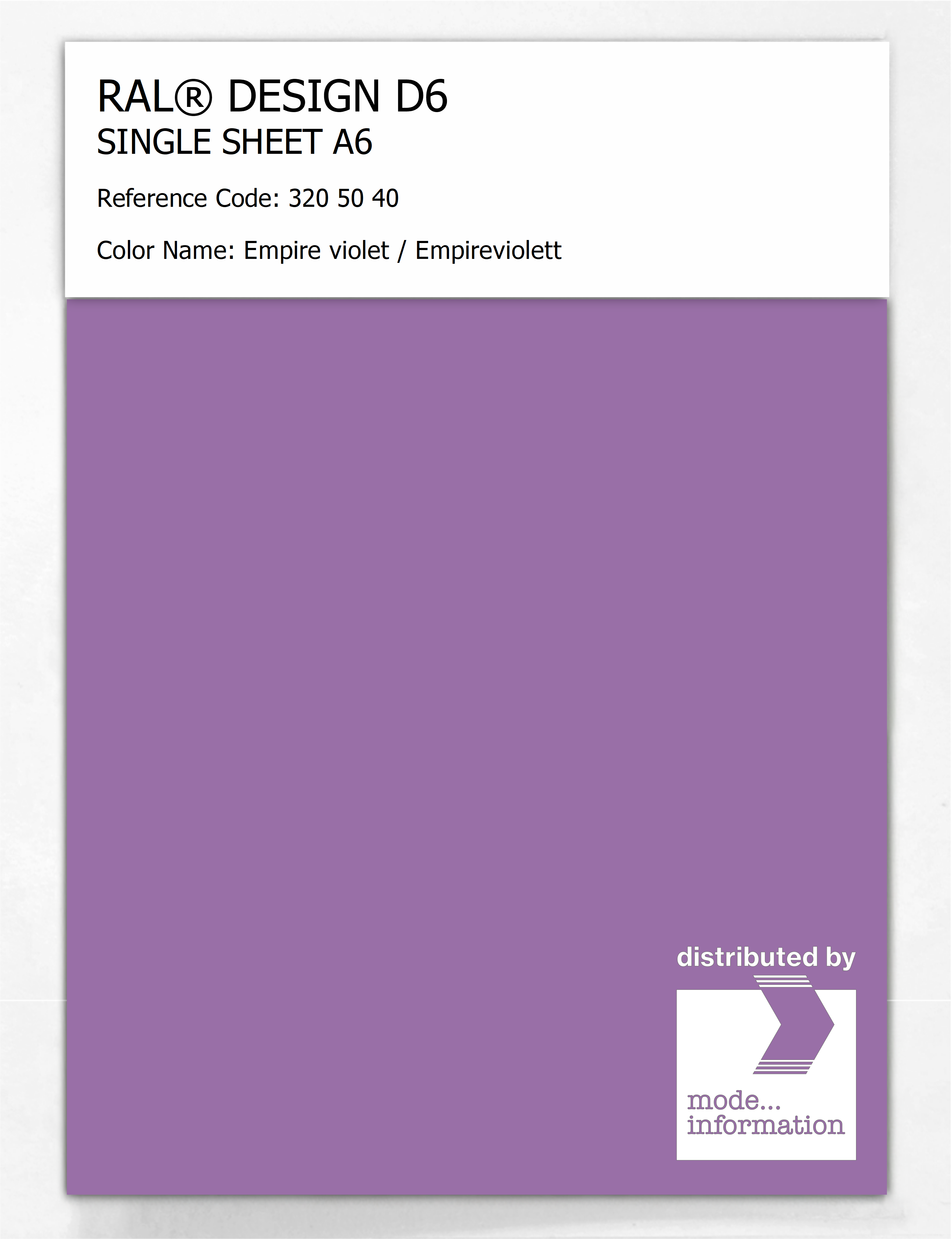 Artikelbild 1 des Artikels “RAL® DESIGN D6 SINGLE SHEET A6 320 50 40 Empire violet / Empireviolett “