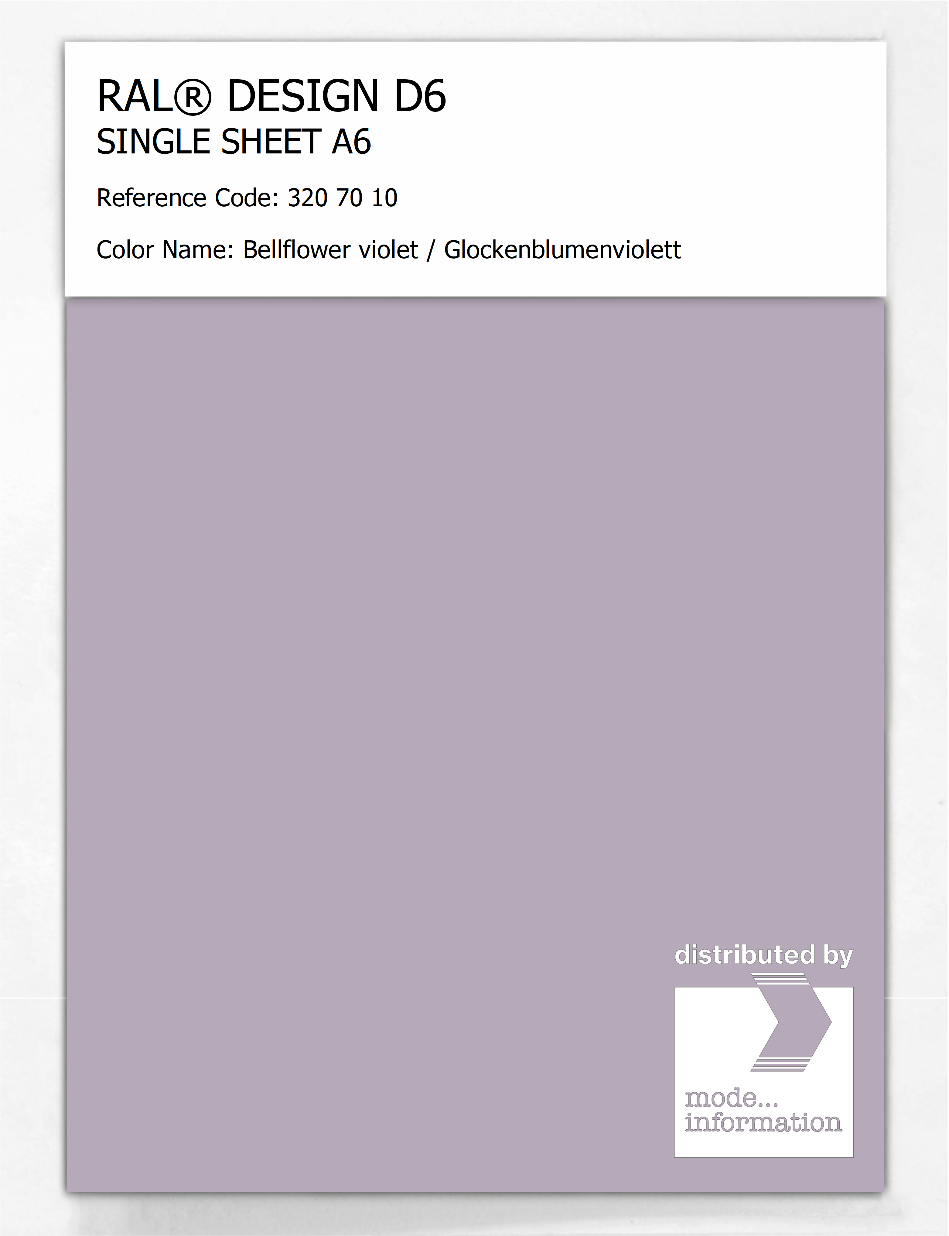 Artikelbild 1 des Artikels “RAL® DESIGN D6 SINGLE SHEET A6 320 70 10 Bellflower violet / Glockenblumenviolett “
