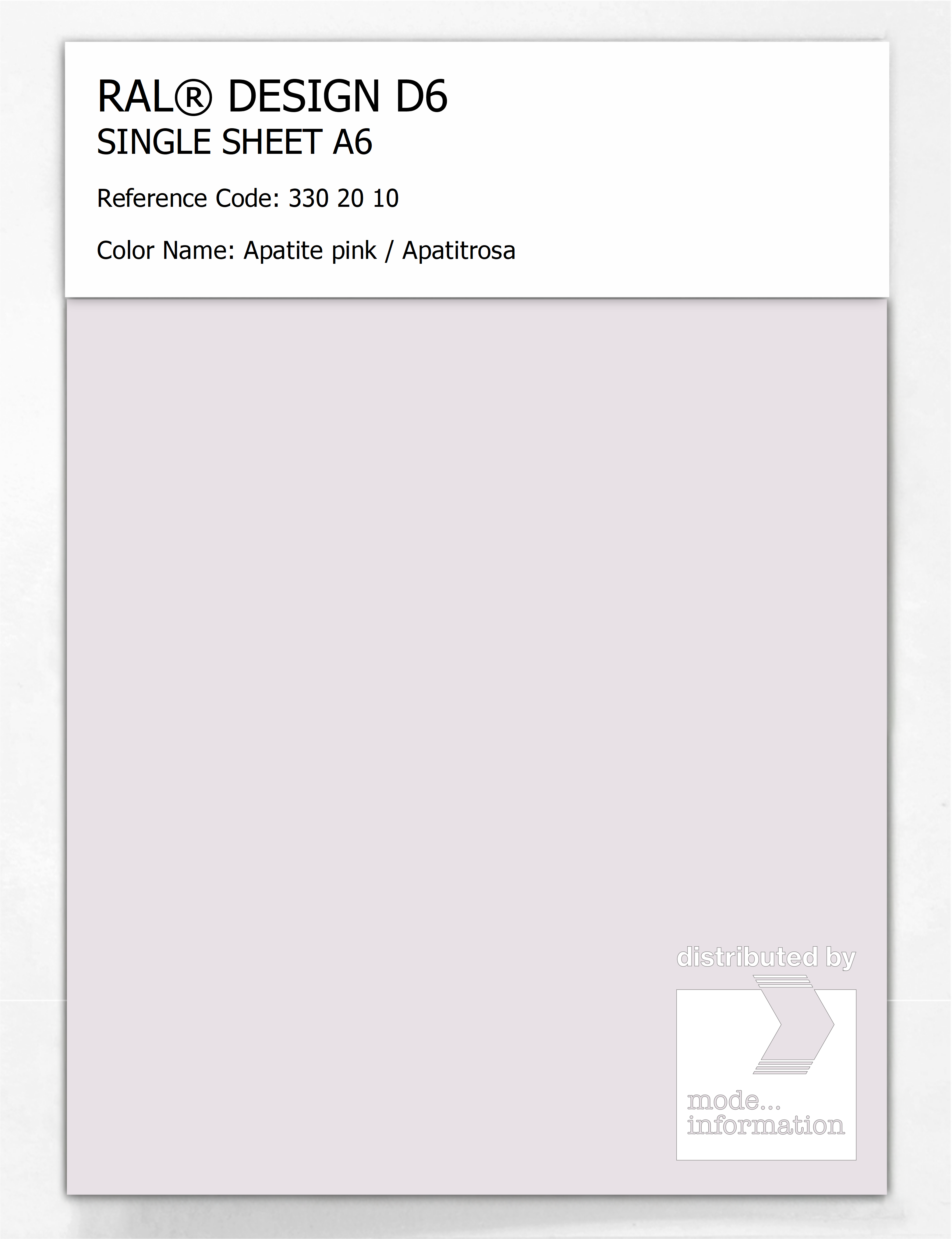 Product image 1 of the product “RAL® DESIGN D6 SINGLE SHEET A6 330 20 10 Apatite pink / Apatitrosa ”
