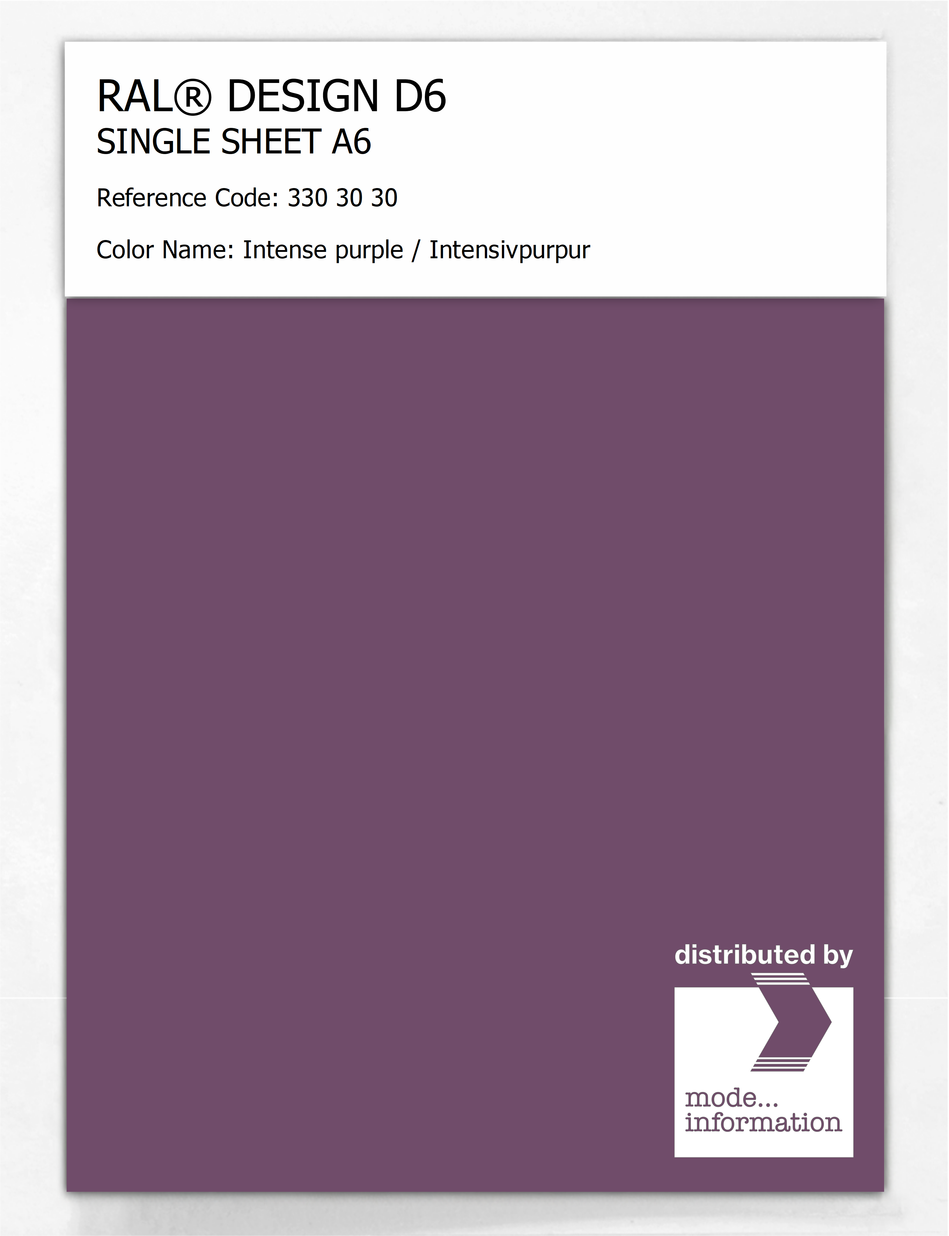 Artikelbild 1 des Artikels “RAL® DESIGN D6 SINGLE SHEET A6 330 30 30 Intense purple / Intensivpurpur “