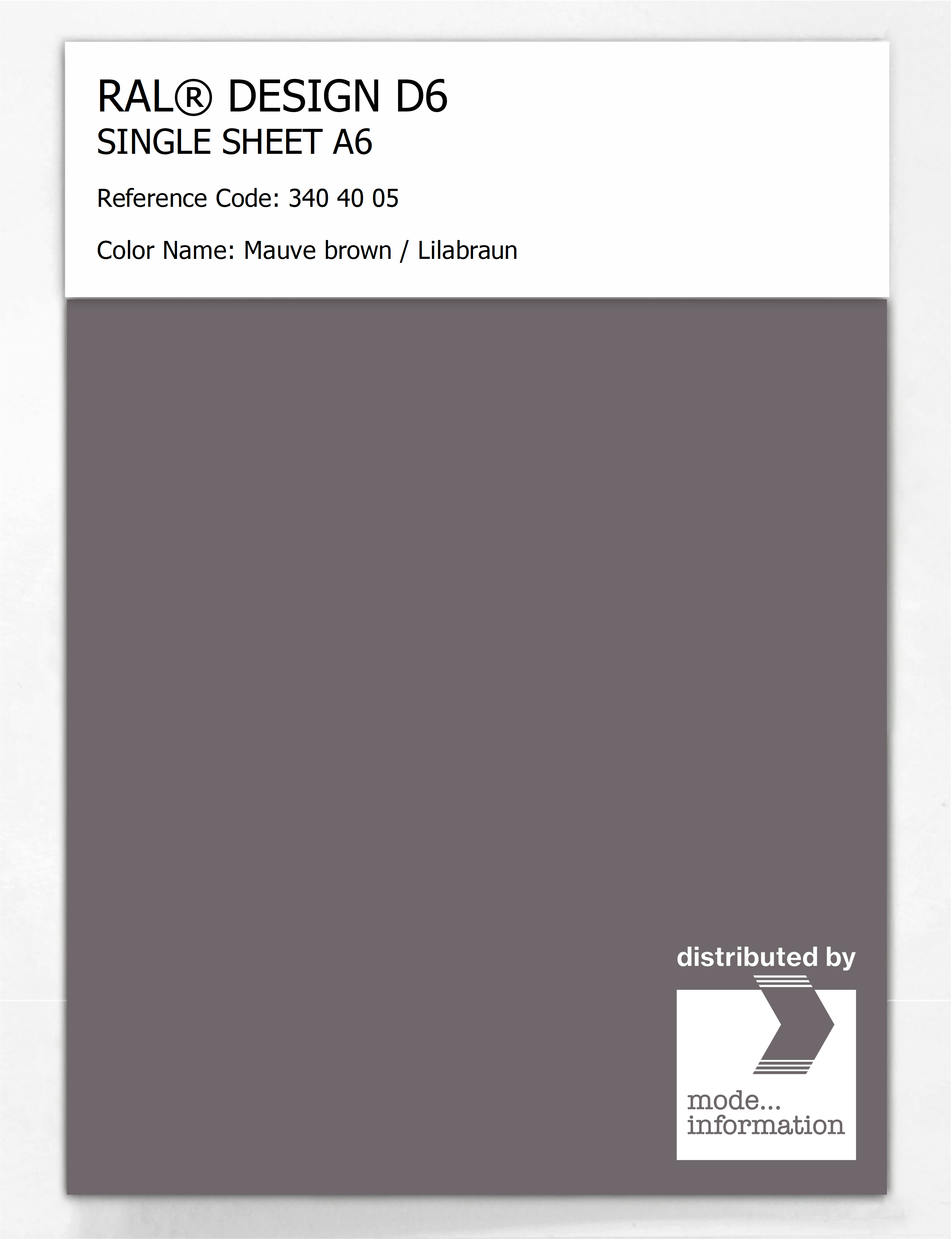 Product image 1 of the product “RAL® DESIGN D6 SINGLE SHEET A6 340 40 05 Mauve brown / Lilabraun ”