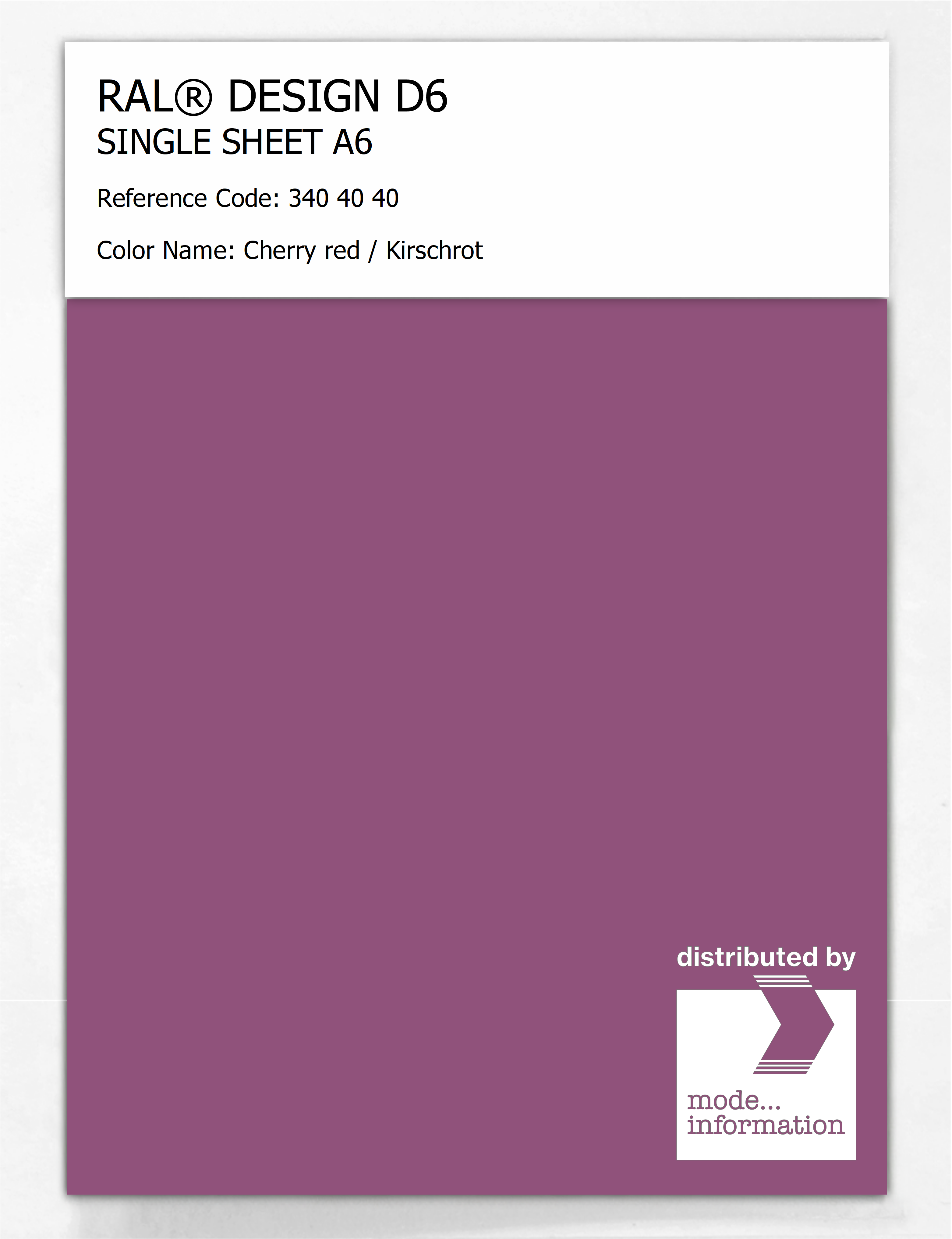 Artikelbild 1 des Artikels “RAL® DESIGN D6 SINGLE SHEET A6 340 40 40 Cherry red / Kirschrot “