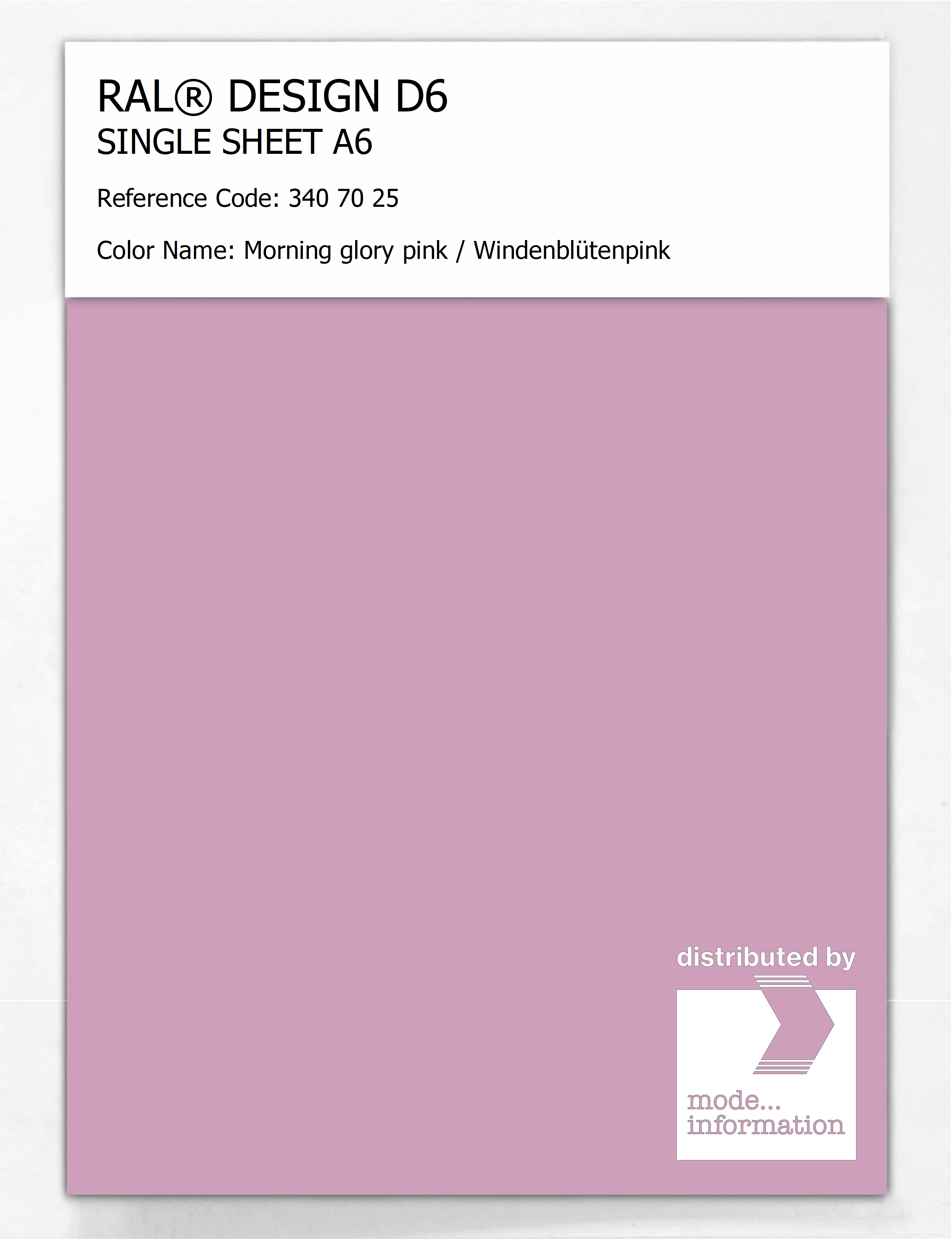 Product image 1 of the product “RAL® DESIGN D6 SINGLE SHEET A6 340 70 25 Morning glory pink / Windenblütenpink ”