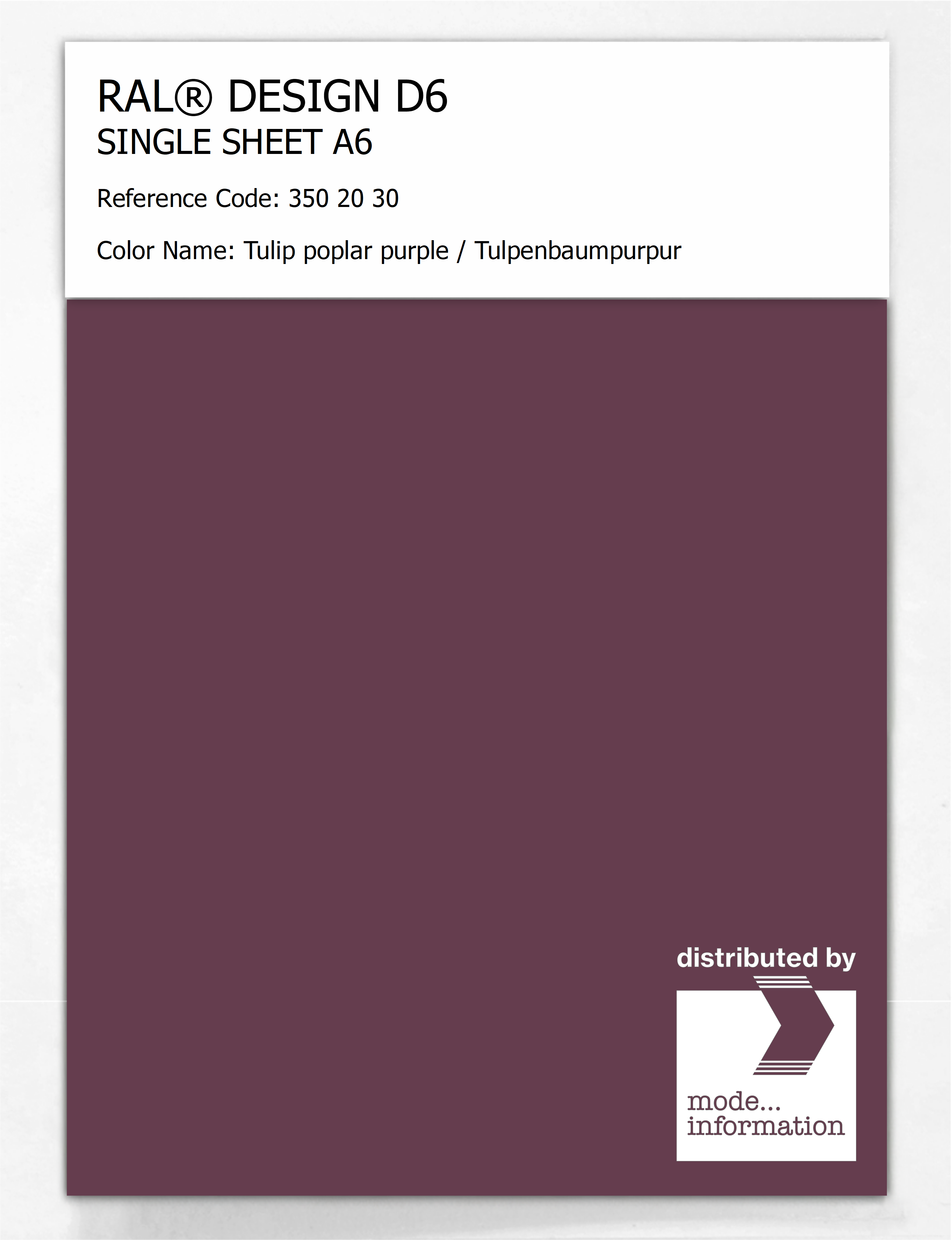 Product image 1 of the product “RAL® DESIGN D6 SINGLE SHEET A6 350 20 30 Tulip poplar purple / Tulpenbaumpurpur ”