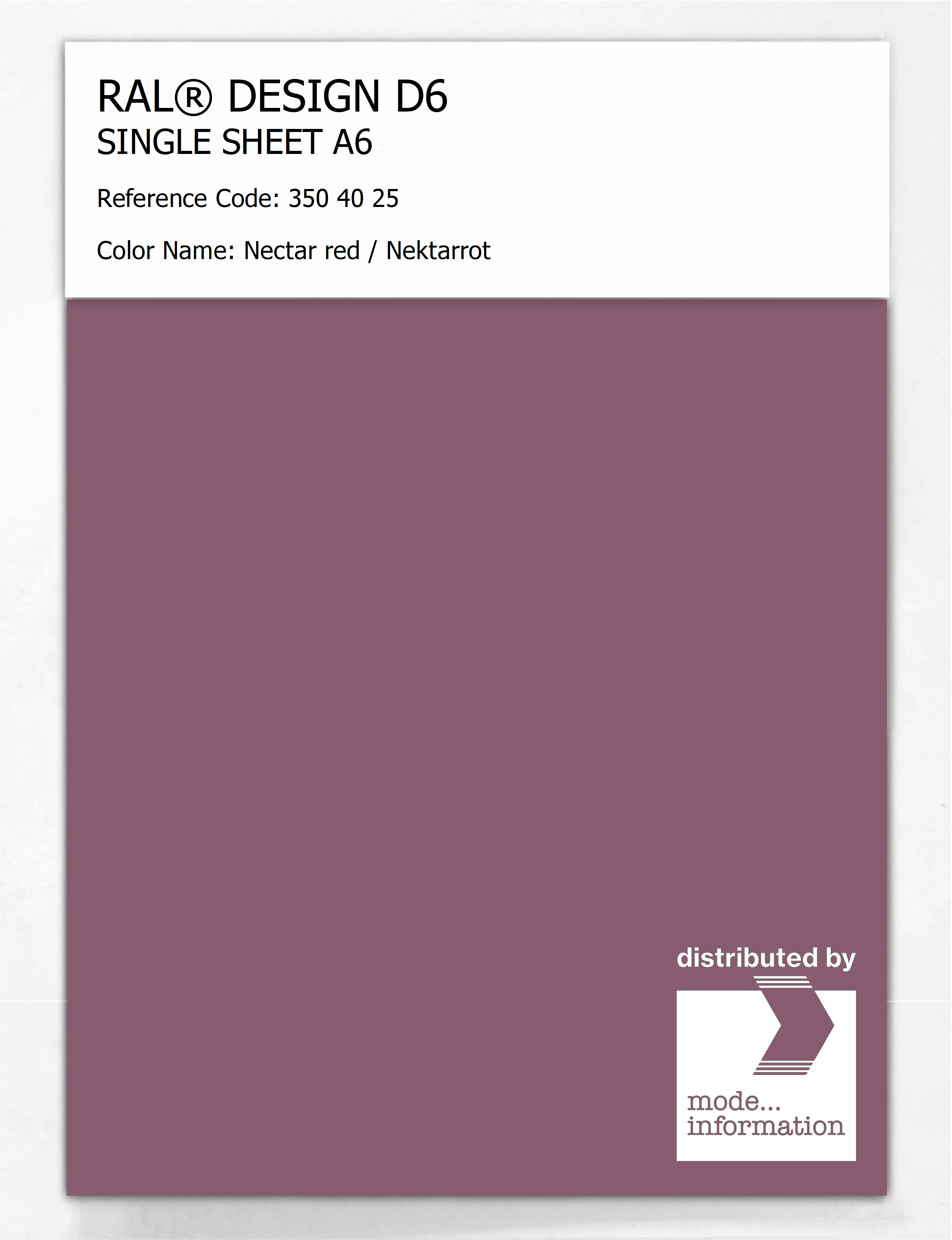 Artikelbild 1 des Artikels “RAL® DESIGN D6 SINGLE SHEET A6 350 40 25 Nectar red / Nektarrot “