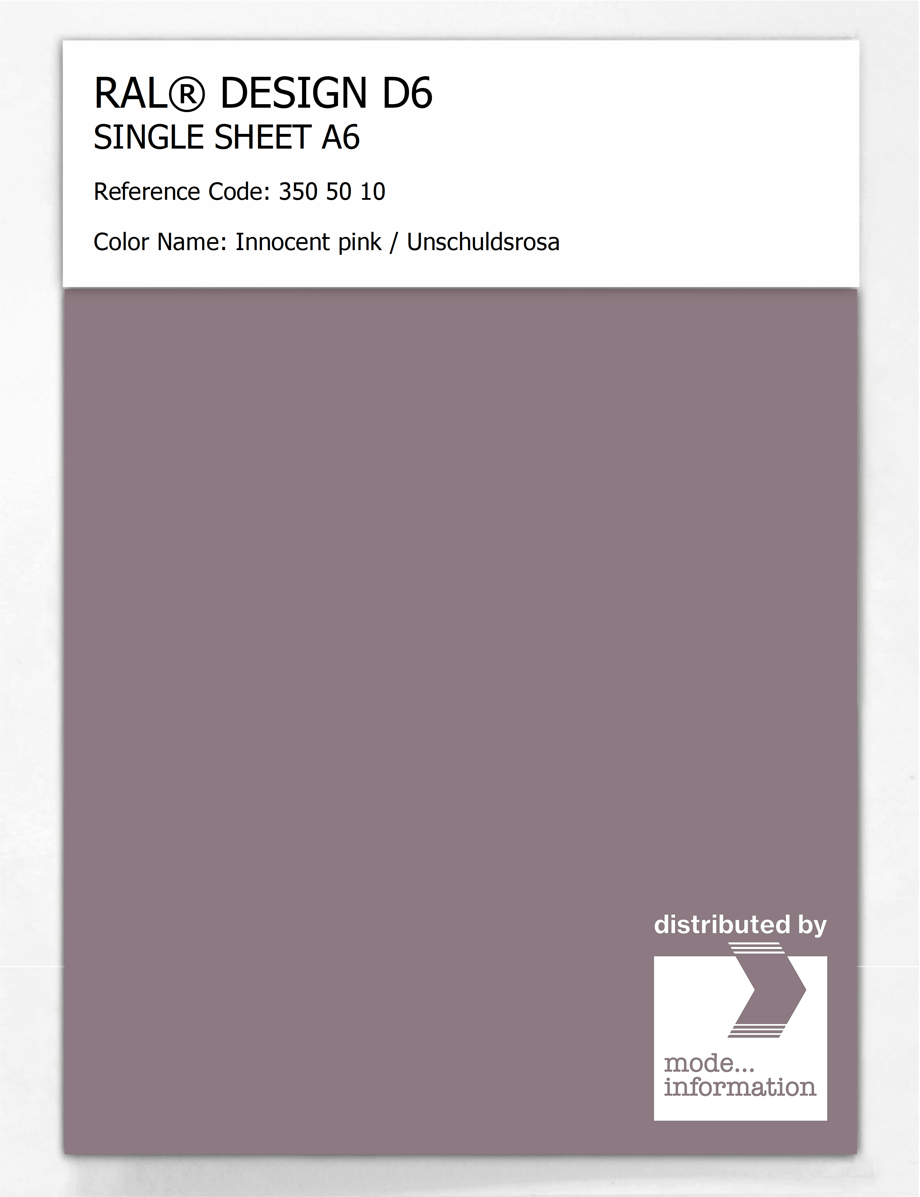 Artikelbild 1 des Artikels “RAL® DESIGN D6 SINGLE SHEET A6 350 50 10 Innocent pink / Unschuldsrosa “