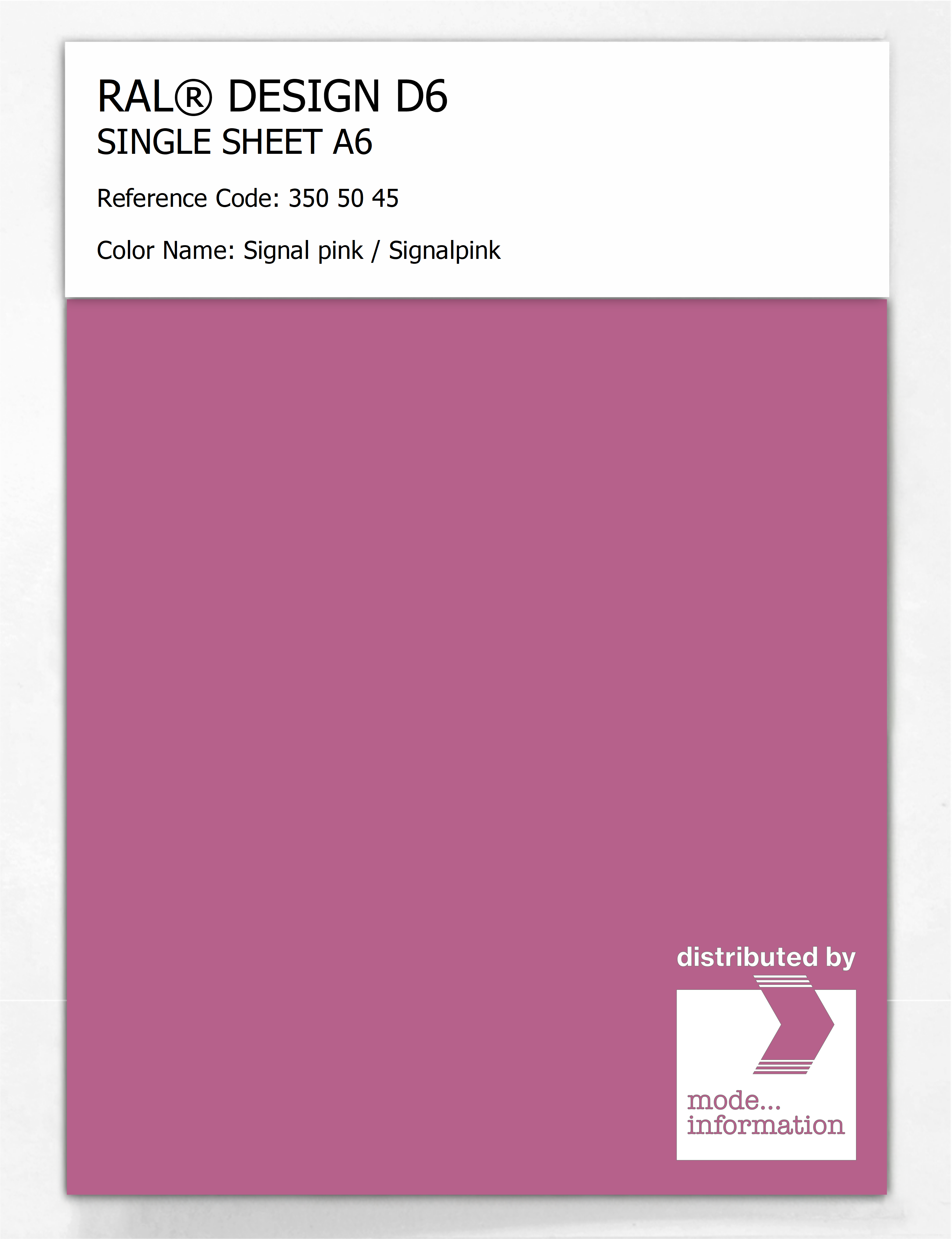 Artikelbild 1 des Artikels “RAL® DESIGN D6 SINGLE SHEET A6 350 50 45 Signal pink / Signalpink “