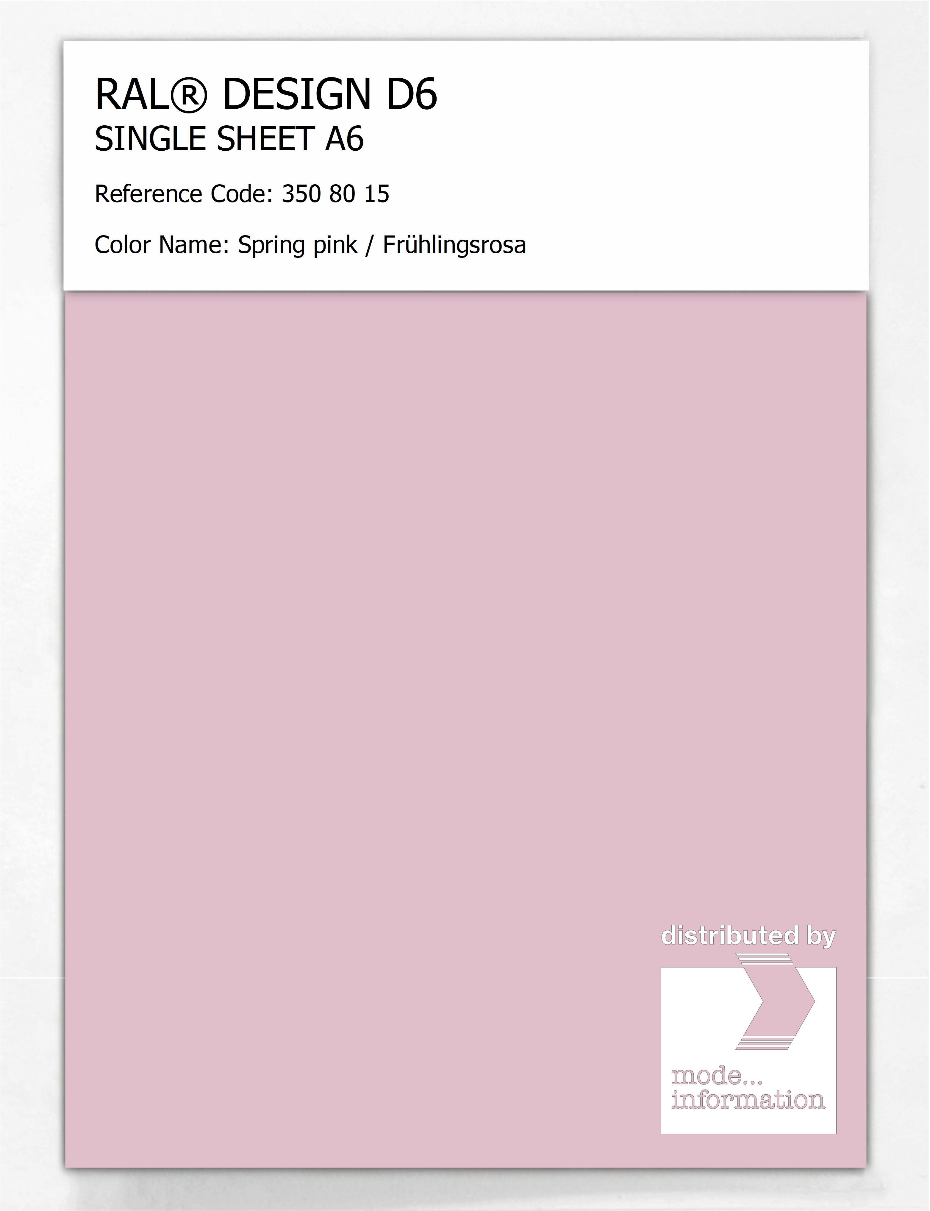 Product image 1 of the product “RAL® DESIGN D6 SINGLE SHEET A6 350 80 15 Spring pink / Frühlingsrosa ”