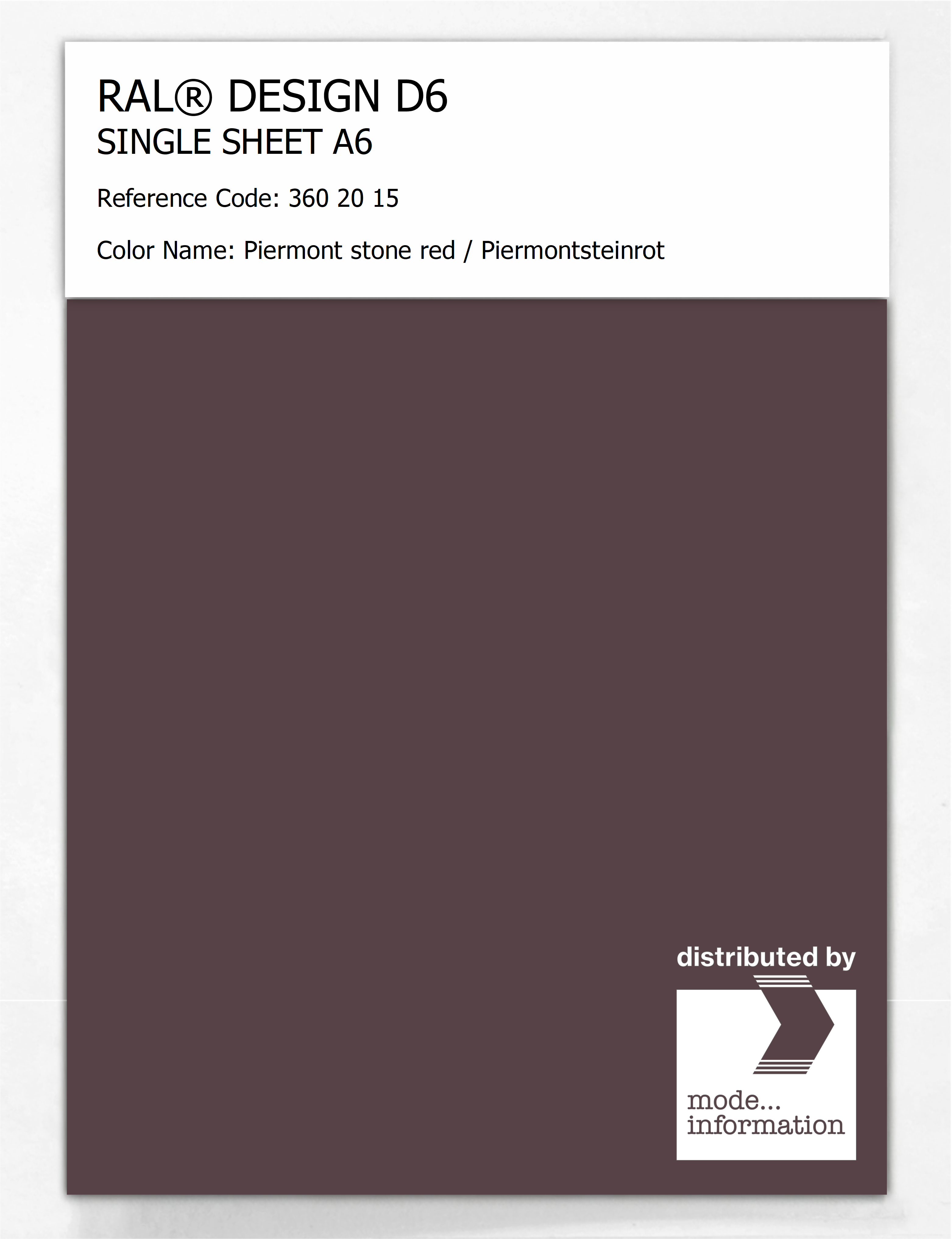 Artikelbild 1 des Artikels “RAL® DESIGN D6 SINGLE SHEET A6 360 20 15 Piermont stone red / Piermontsteinrot “