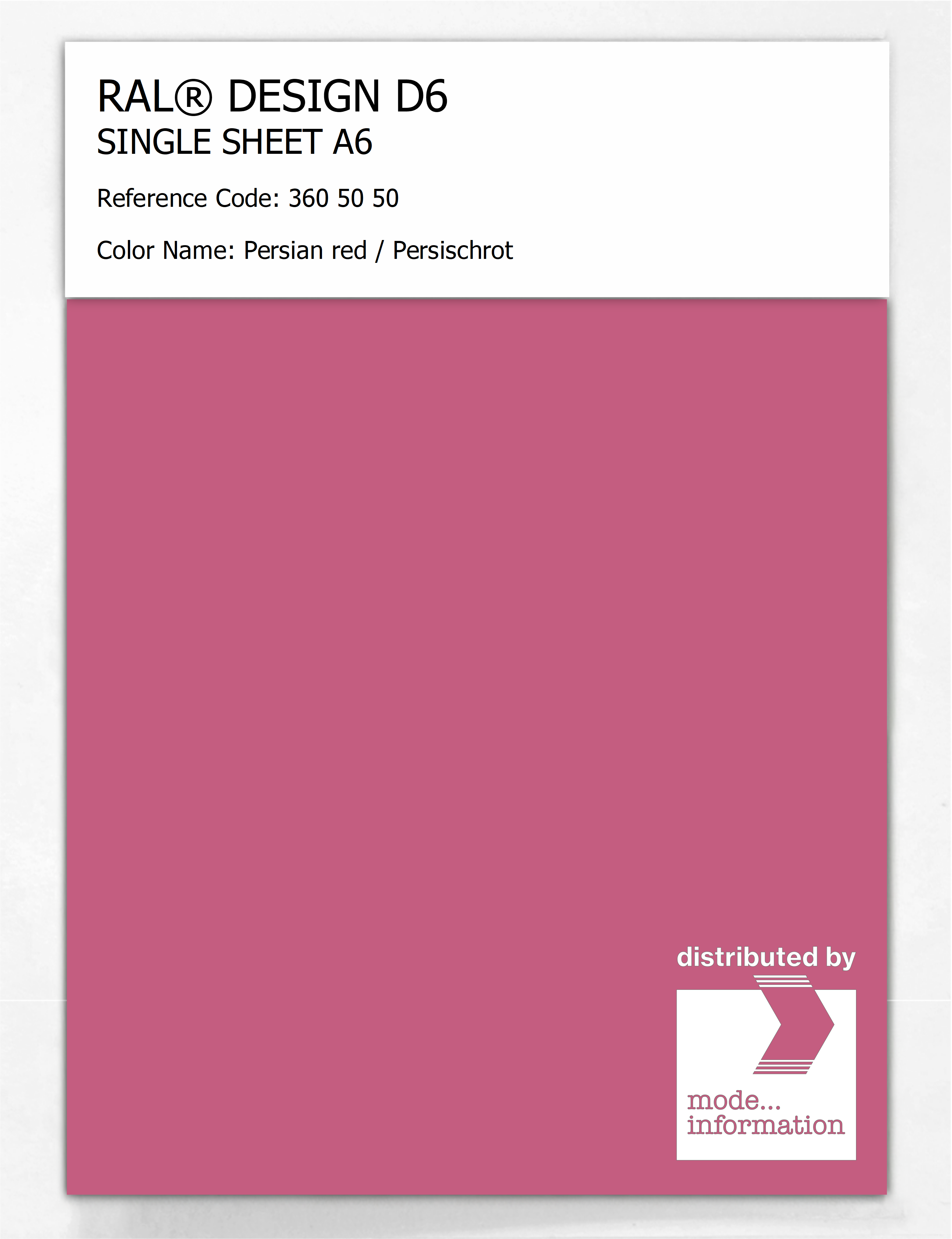Artikelbild 1 des Artikels “RAL® DESIGN D6 SINGLE SHEET A6 360 50 50 Persian red / Persischrot “