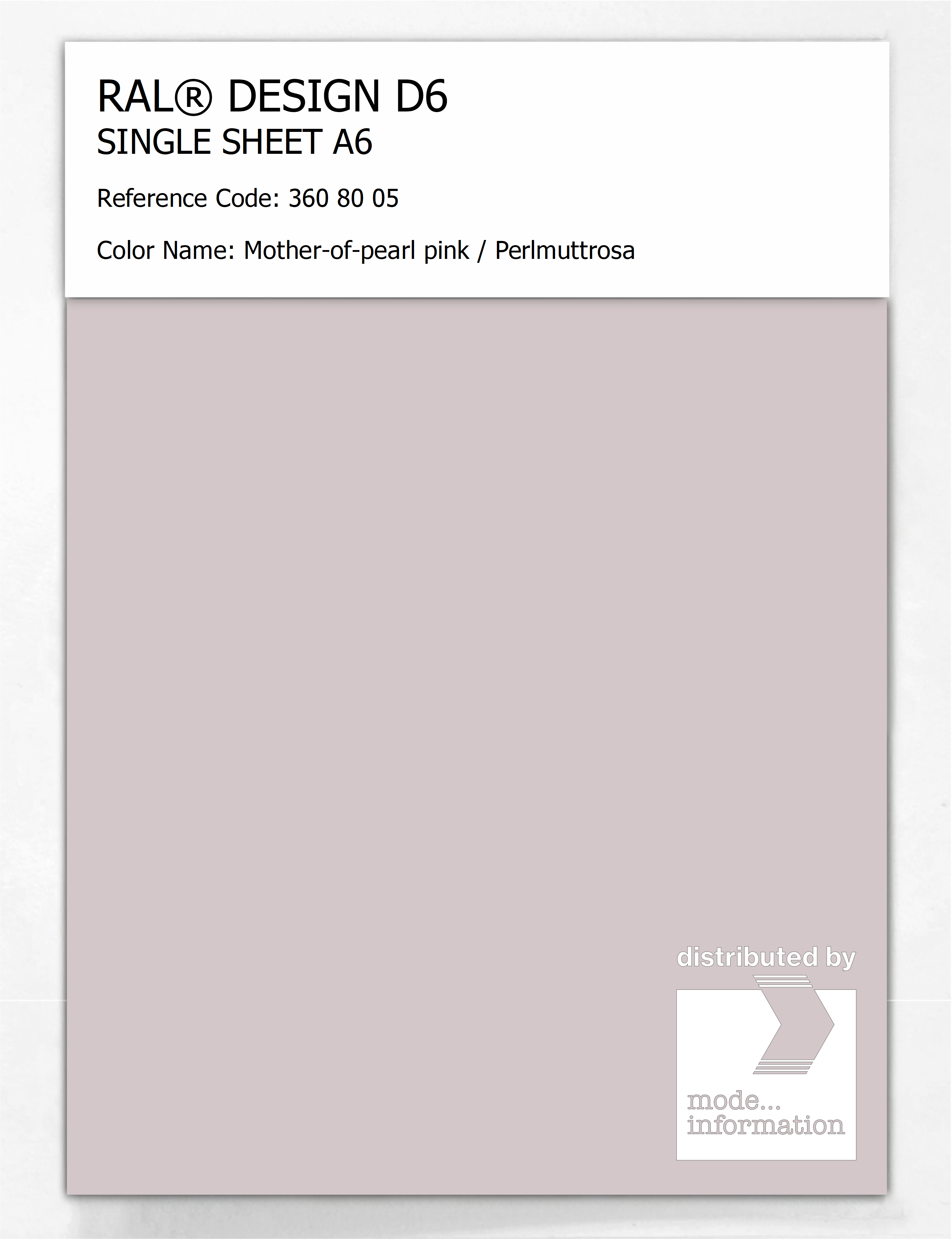 Artikelbild 1 des Artikels “RAL® DESIGN D6 SINGLE SHEET A6 360 80 05 Mother-of-pearl pink / Perlmuttrosa “