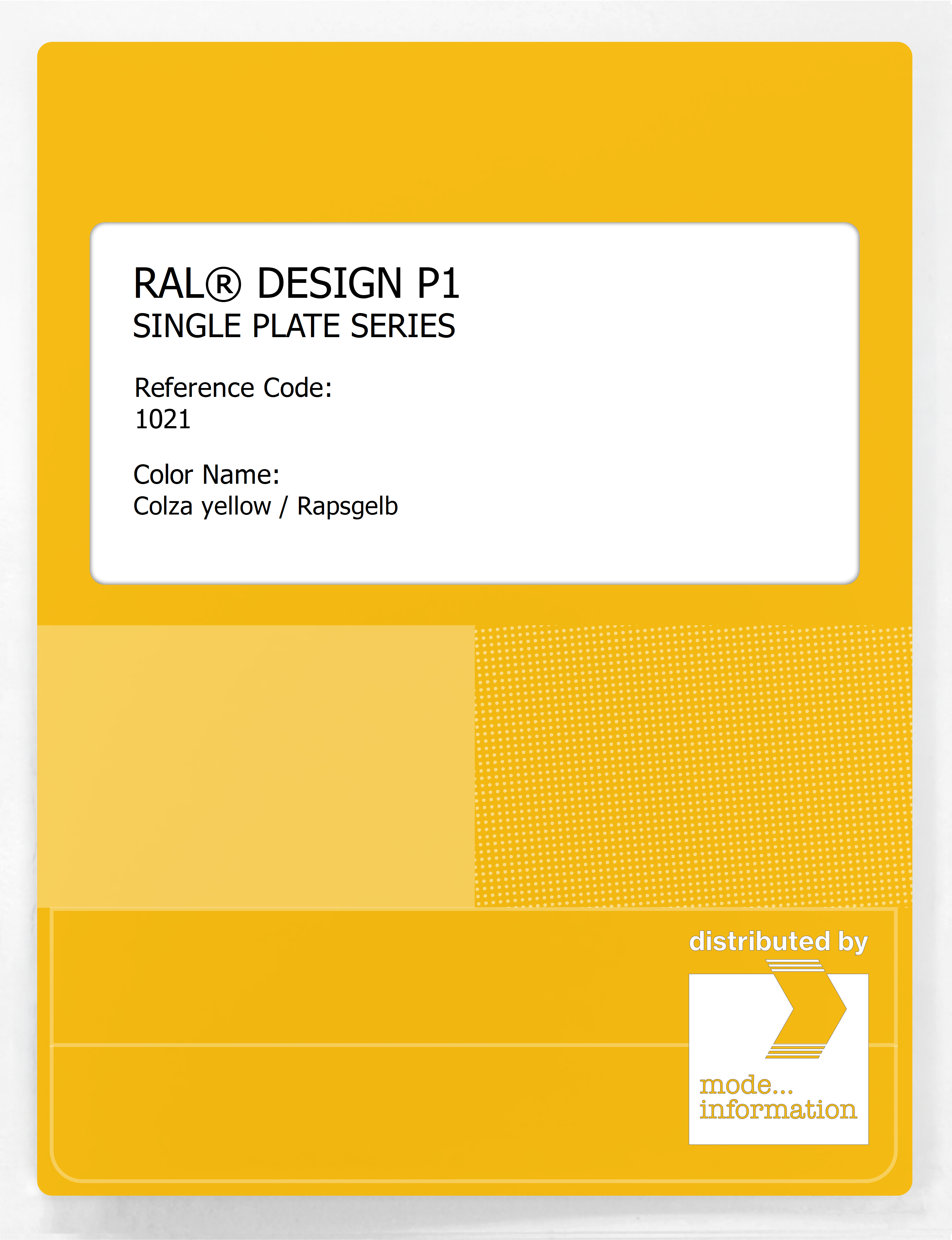 Artikelbild 1 des Artikels “RAL® PLASTICS P1 SINGLE PLATE 1000 SERIES 1021 Colza yellow / Rapsgelb “