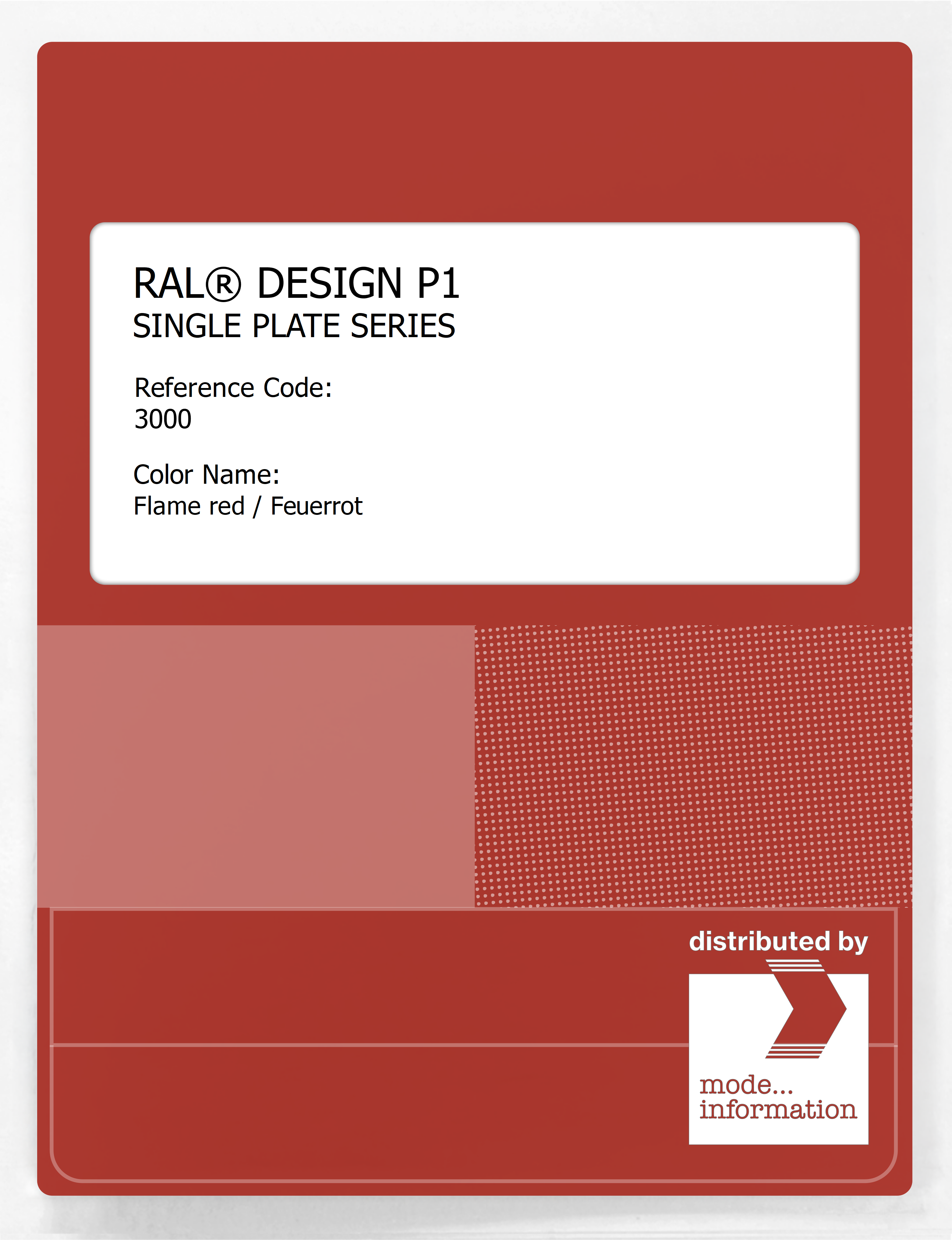 Product image 1 of the product “RAL® PLASTICS P1 SINGLE PLATE 3000 SERIES 3000 Flame red / Feuerrot ”