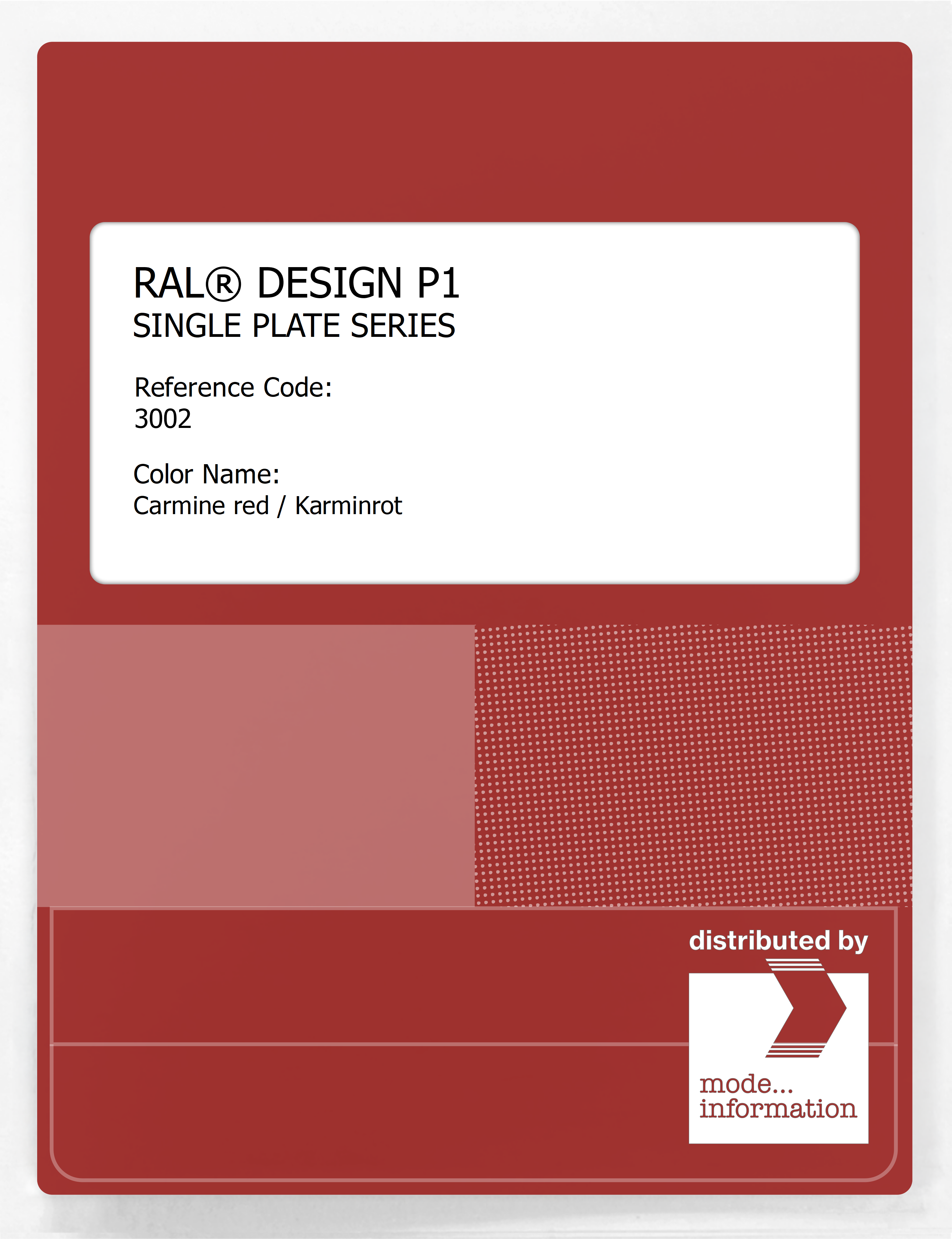 Product image 1 of the product “RAL® PLASTICS P1 SINGLE PLATE 3000 SERIES 3002 Carmine red / Karminrot ”